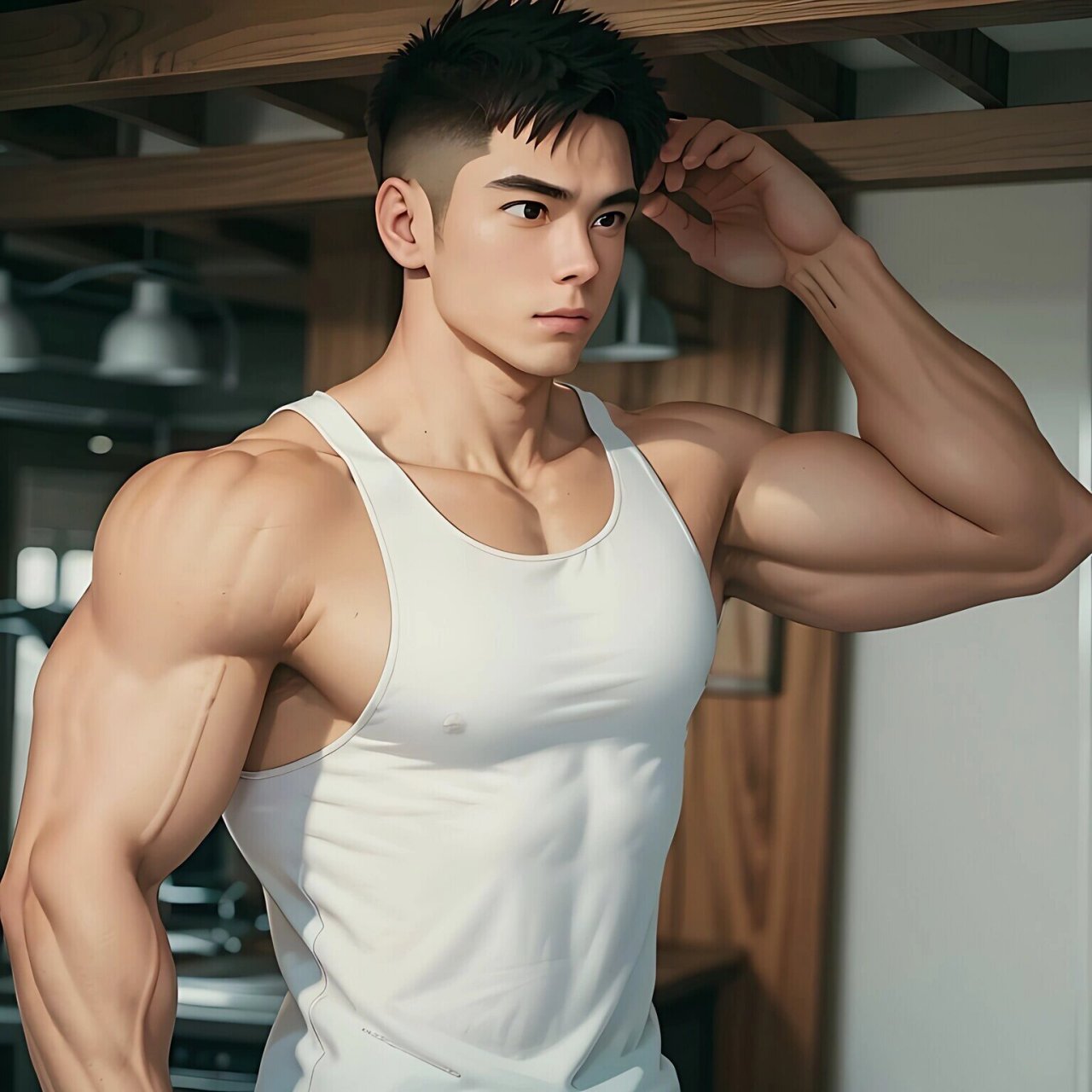 白色背心肌肉帅哥 正经更一波帅哥图