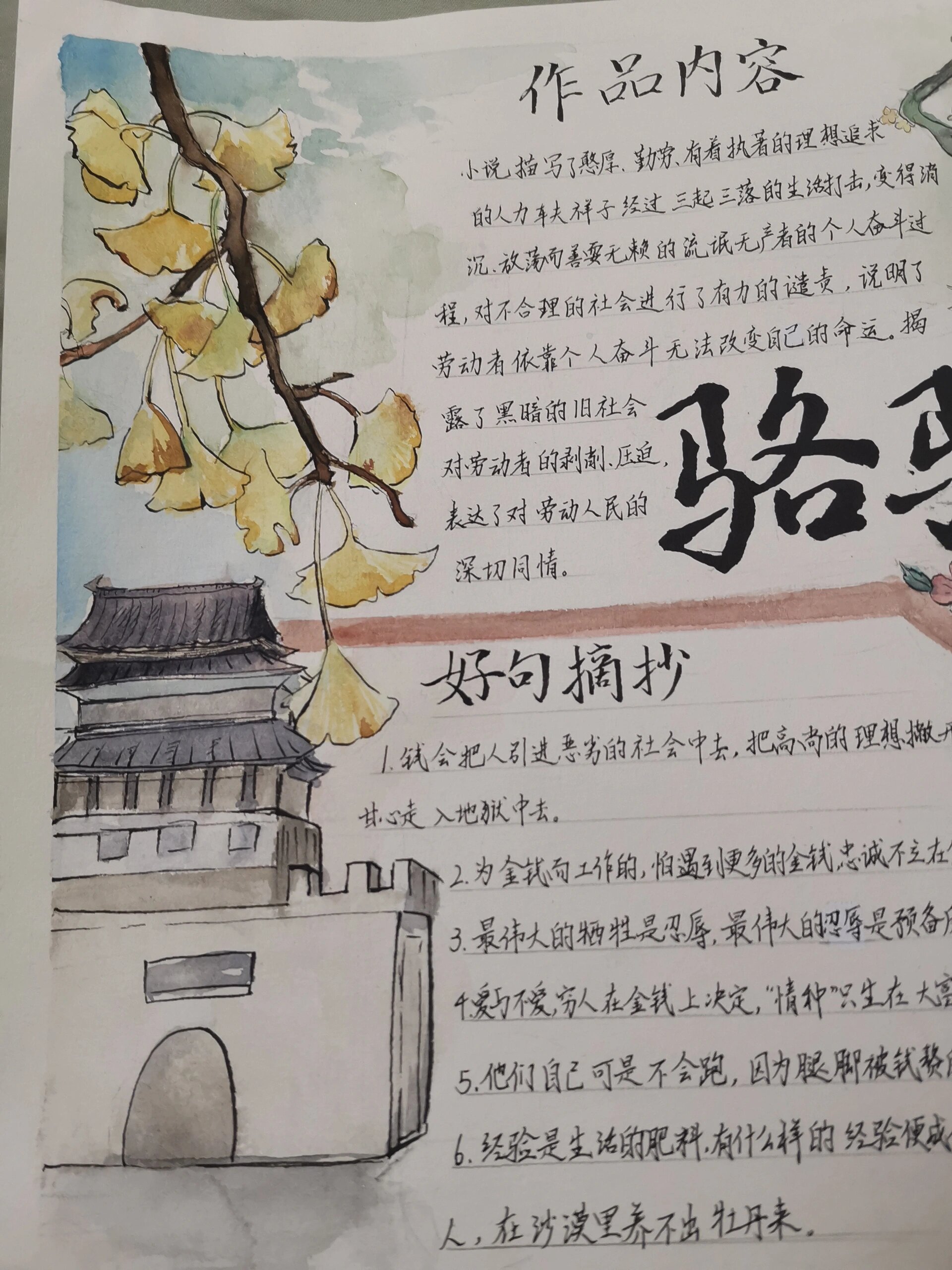《骆驼祥子》手抄报