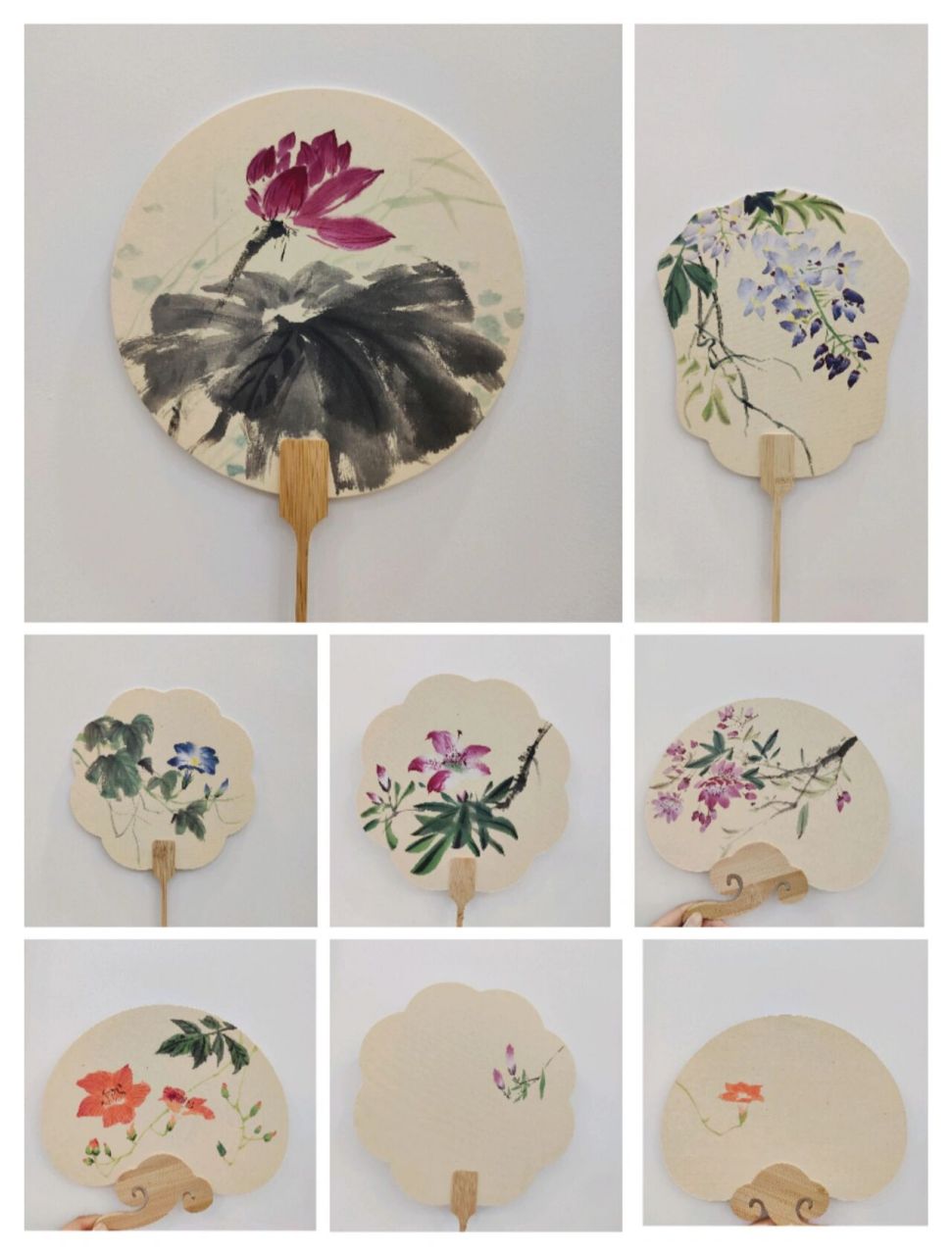 手绘国画团扇合集! 一到夏天,画画人都得画几把扇子吧!