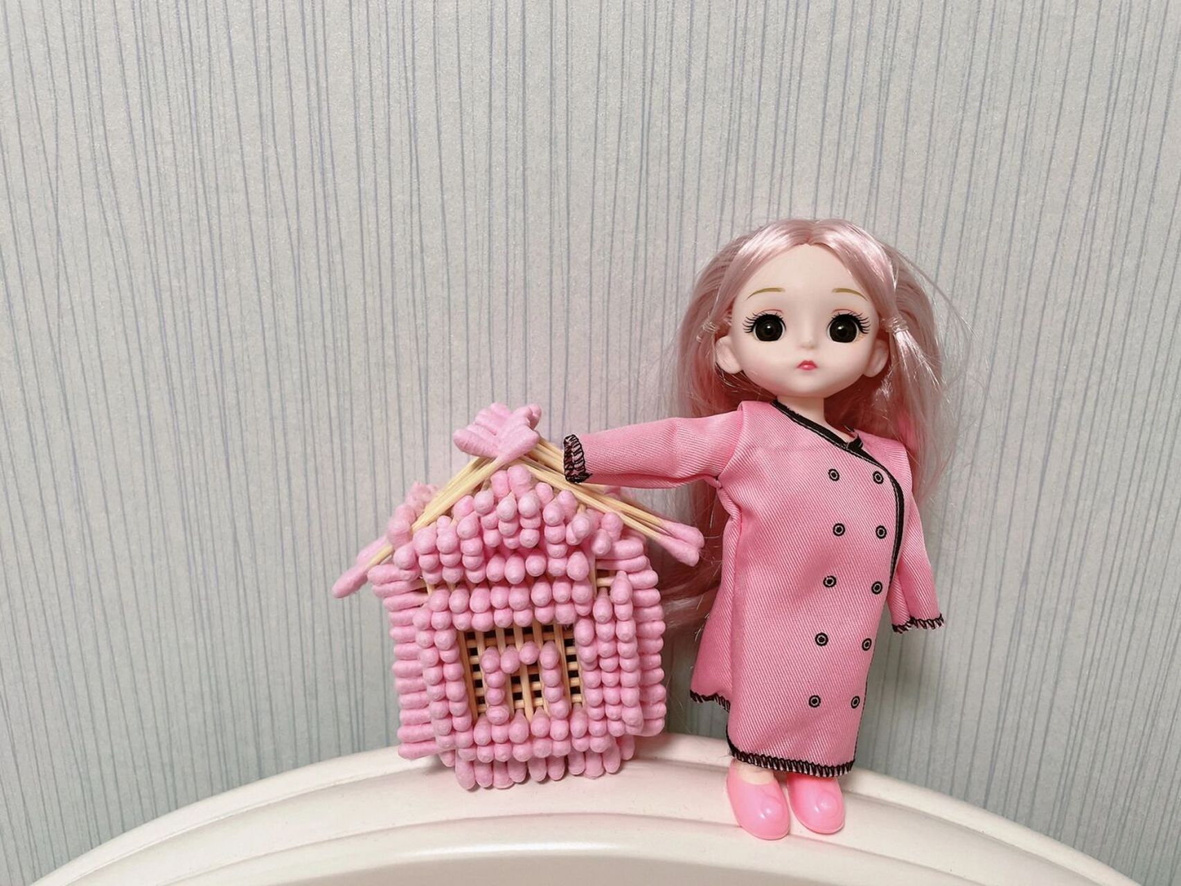 棉签房子 参考小红书上的教程,有点简化了