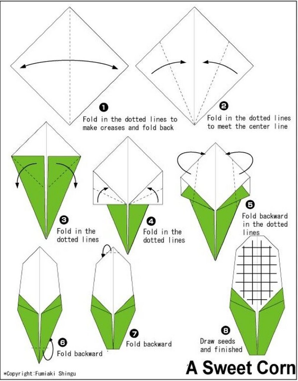 今天折纸蔬菜,很简单,大家一起练练手吧!
