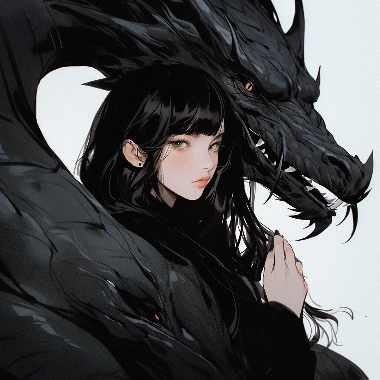 女生头像|龙年新年特辑,黑龙篇 #日常碎片plog# #优质女生头像# #画画