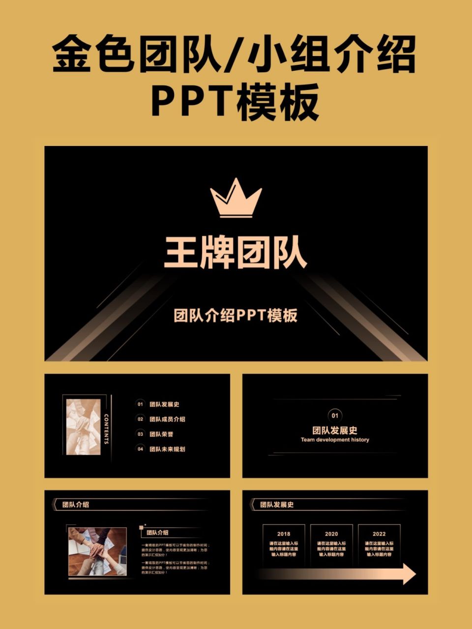 金色精致大气团队介绍小组介绍ppt模板
