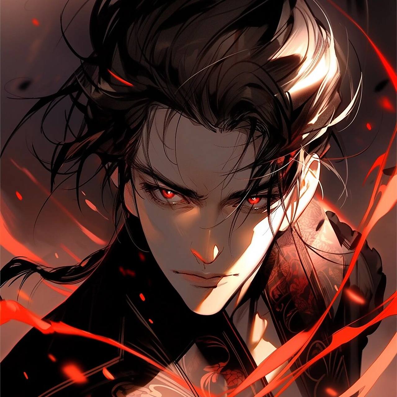 禁欲系高冷红黑色氛围感帅哥头像 还不是特别稳定,经常会出现多余元素