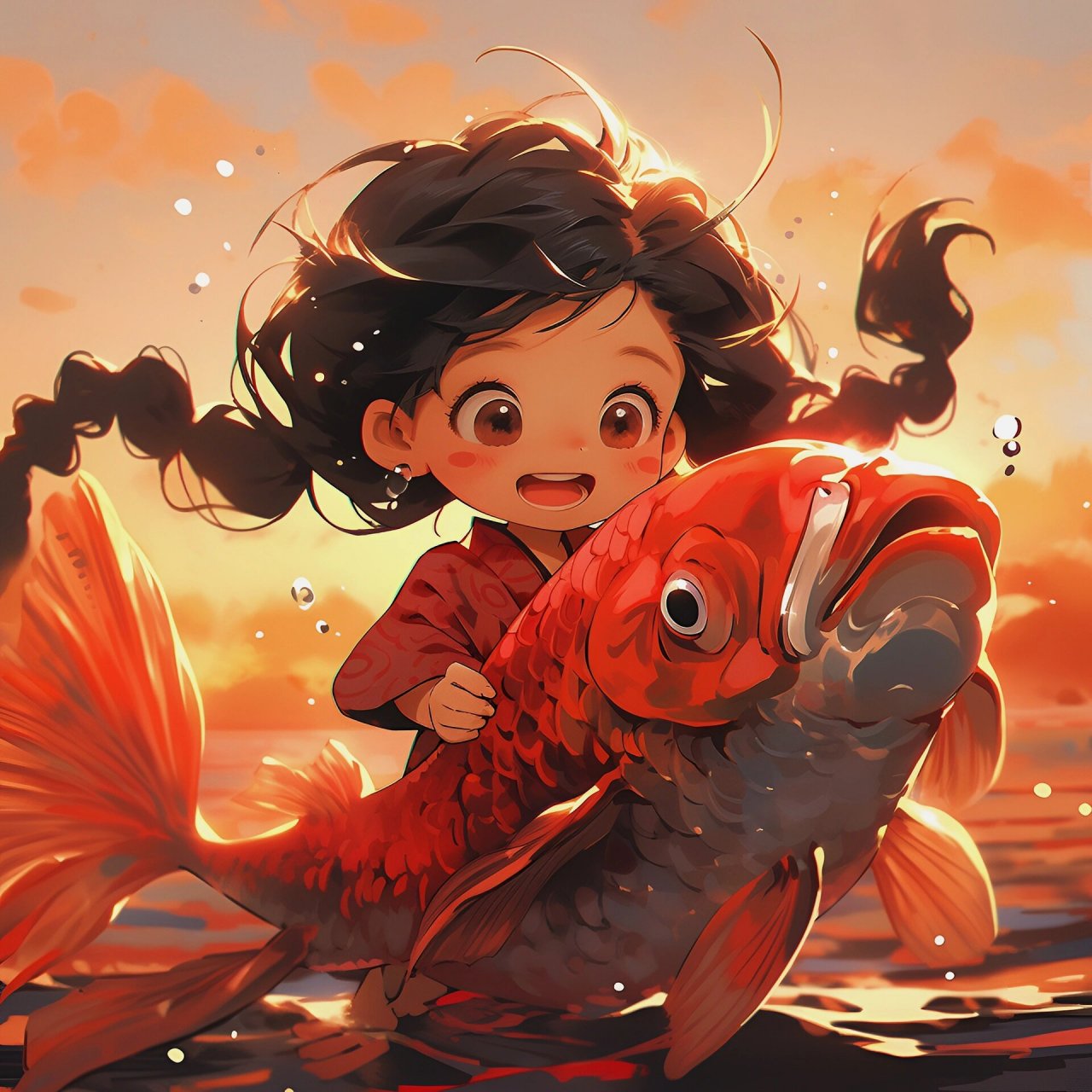 上岸头像/快来收下幸运头像吧 锦鲤女孩