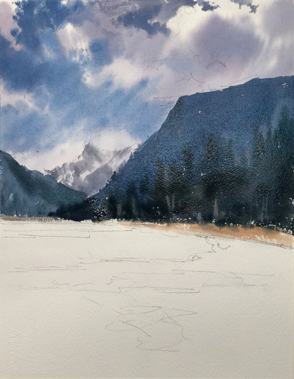 水彩61九寨沟风景～步骤图 水彩风景稞的示范分享