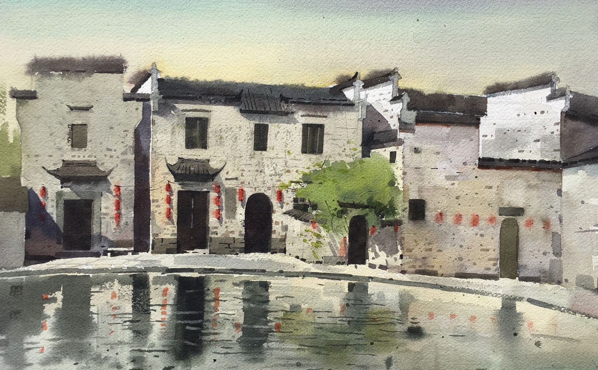 水彩写生    画不出宏村的美,留个纪念.阿诗水彩纸300g四开中粗.