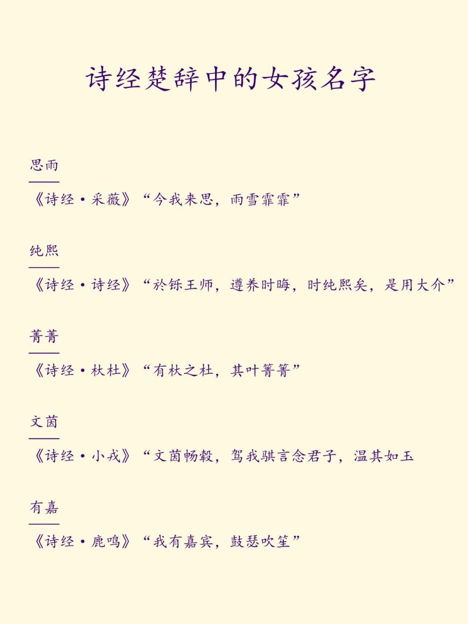 诗经楚辞中的女孩名字推荐 诗经楚辞中的女孩名字