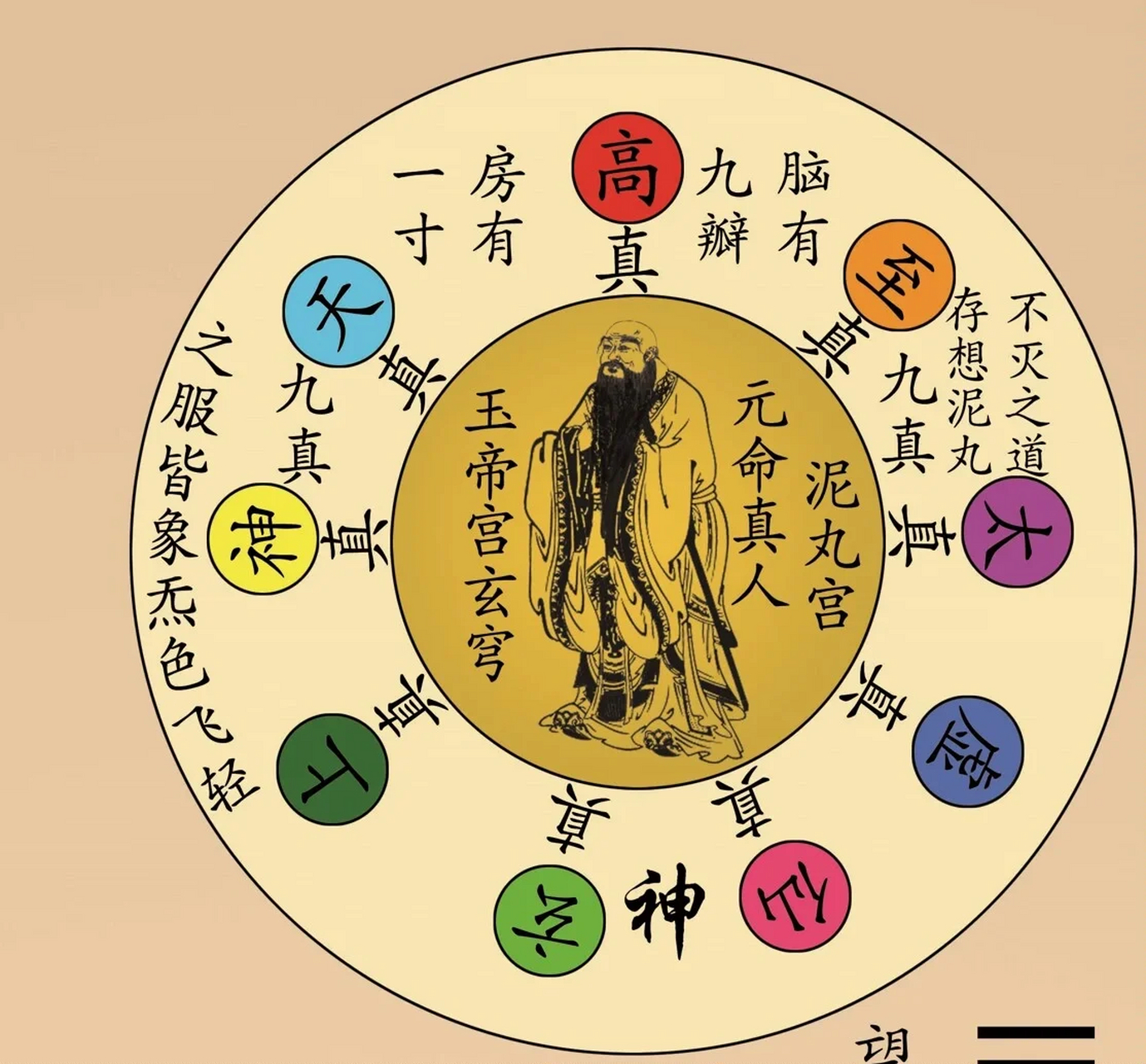 修真图解之泥丸宫 天有九宫,地有九州,人下丹田有九窍,以象地之九州.