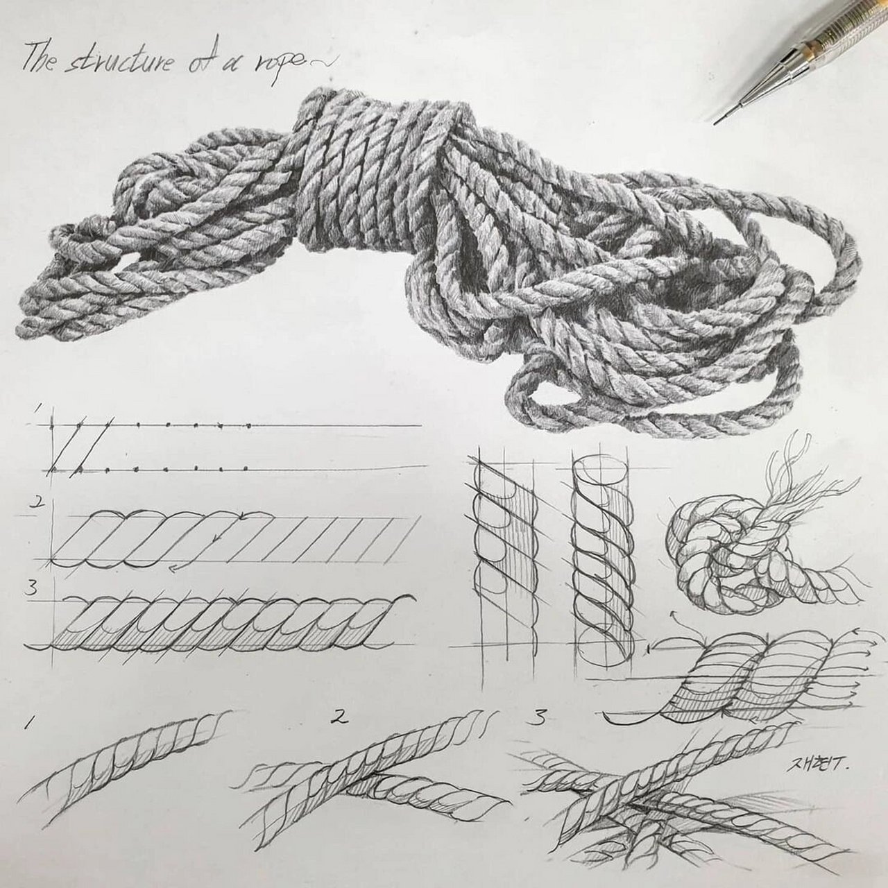 素描静物麻绳|内含分析步骤详情图 素描干货 三步教你画素描