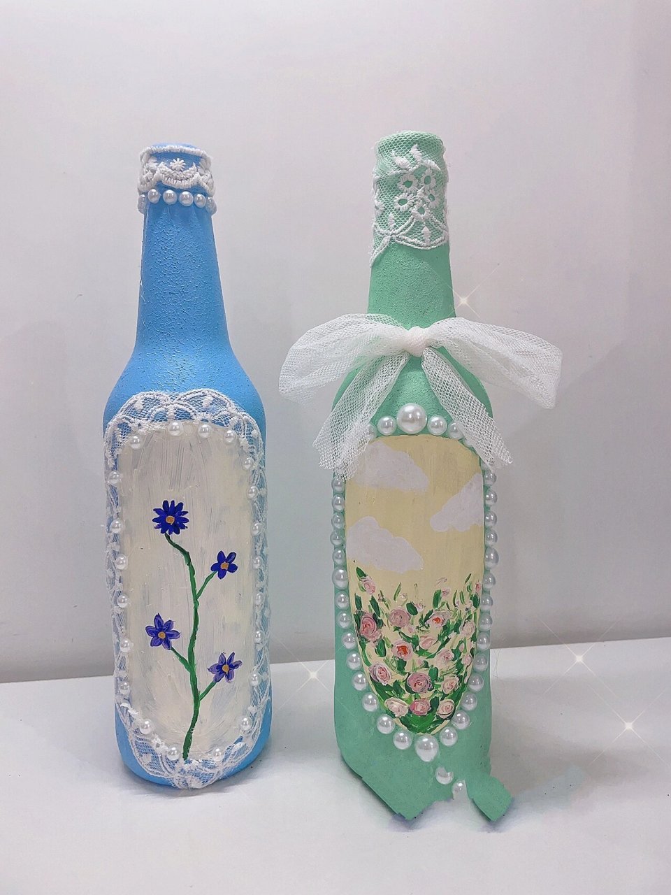 瓶子丙烯画|啤酒瓶,化妆品瓶子改造 享受画画的过程,调色的过程也是很
