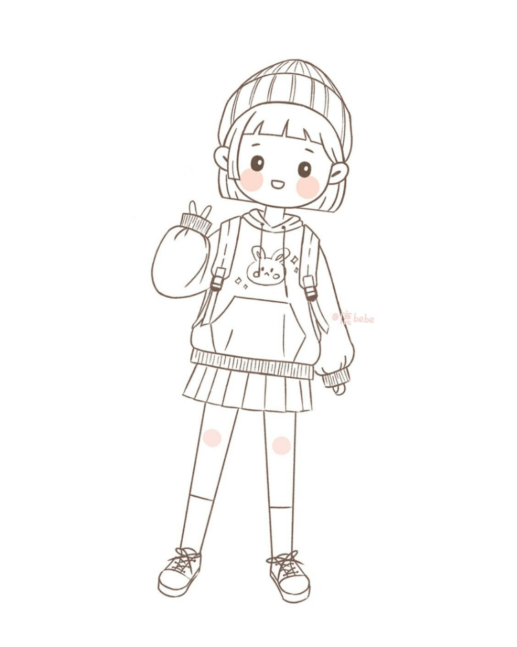 简笔画|手账素材|人物插画|可爱小女孩 给小女孩换了套衣服一起来玩