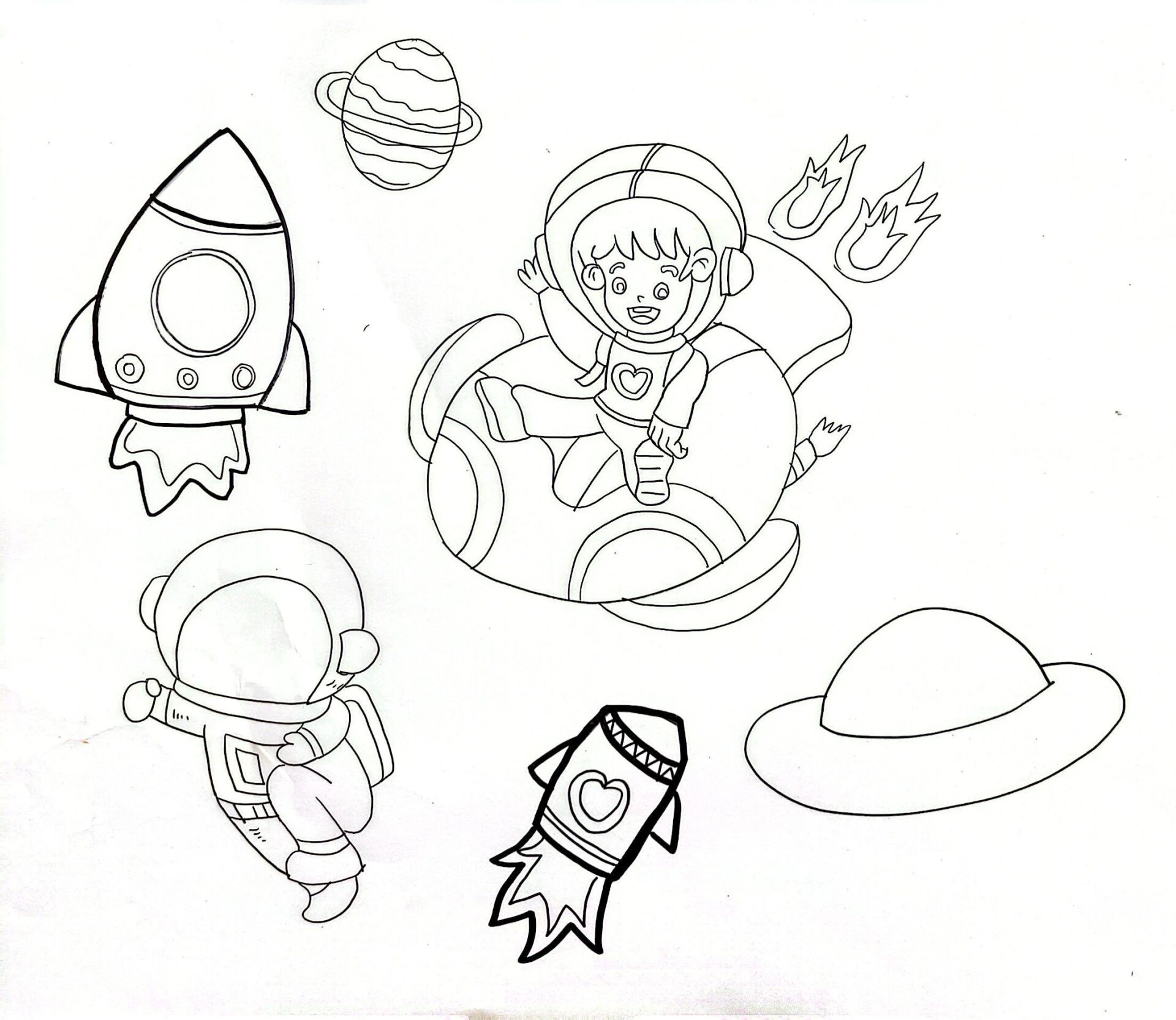 航空主题绘画 宇航员 太空