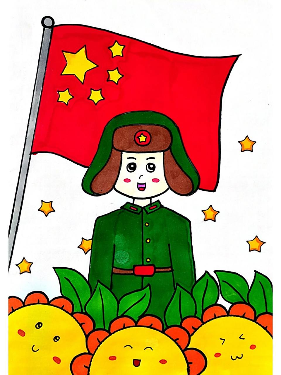 雷锋简笔画 学习雷锋好榜样,忠于革命忠于党,雷锋简笔画