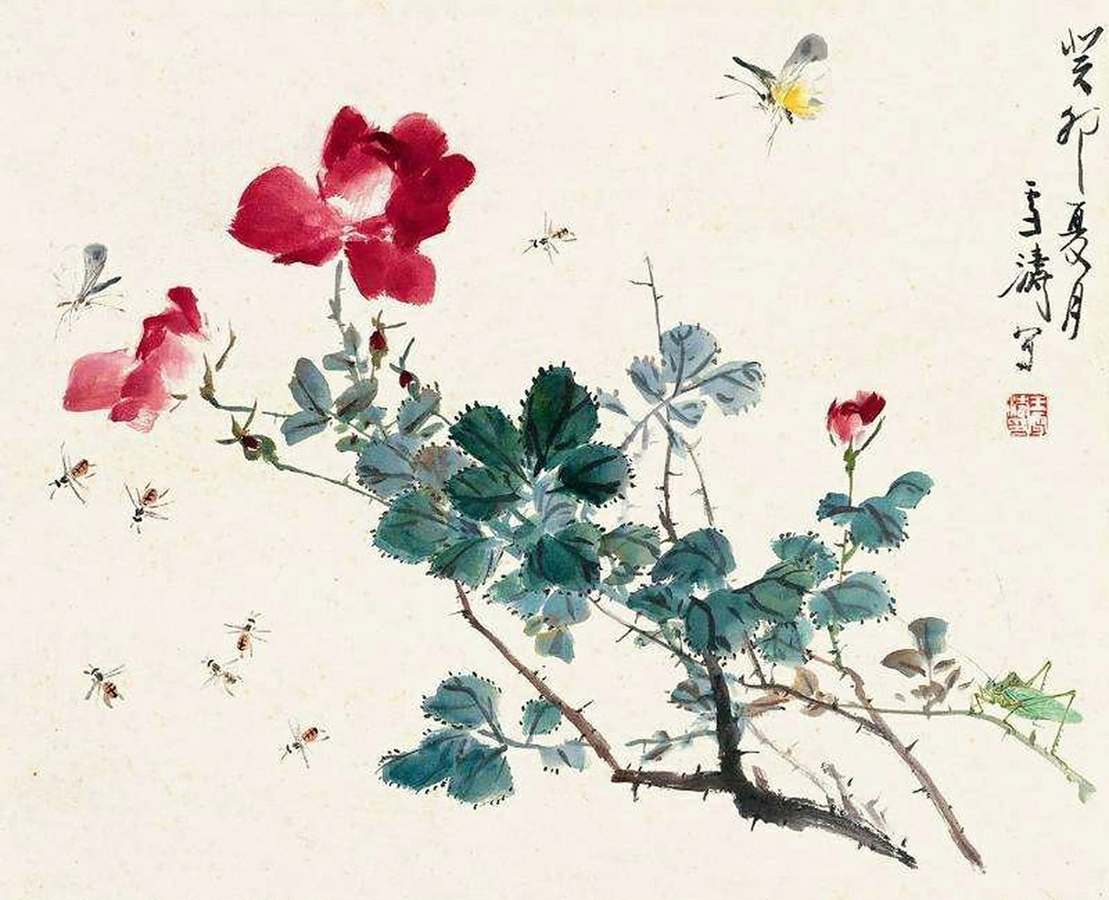 国画70王雪涛——写意月季花 这是个属于月季的季节 所以就搜集了我