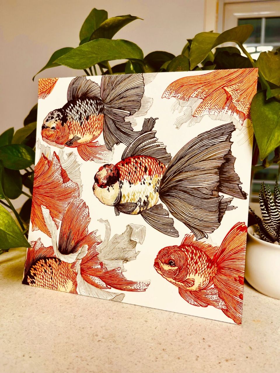 金鱼速写装饰画:招财进宝,福寿双全～ 完成20701520厘米正方形