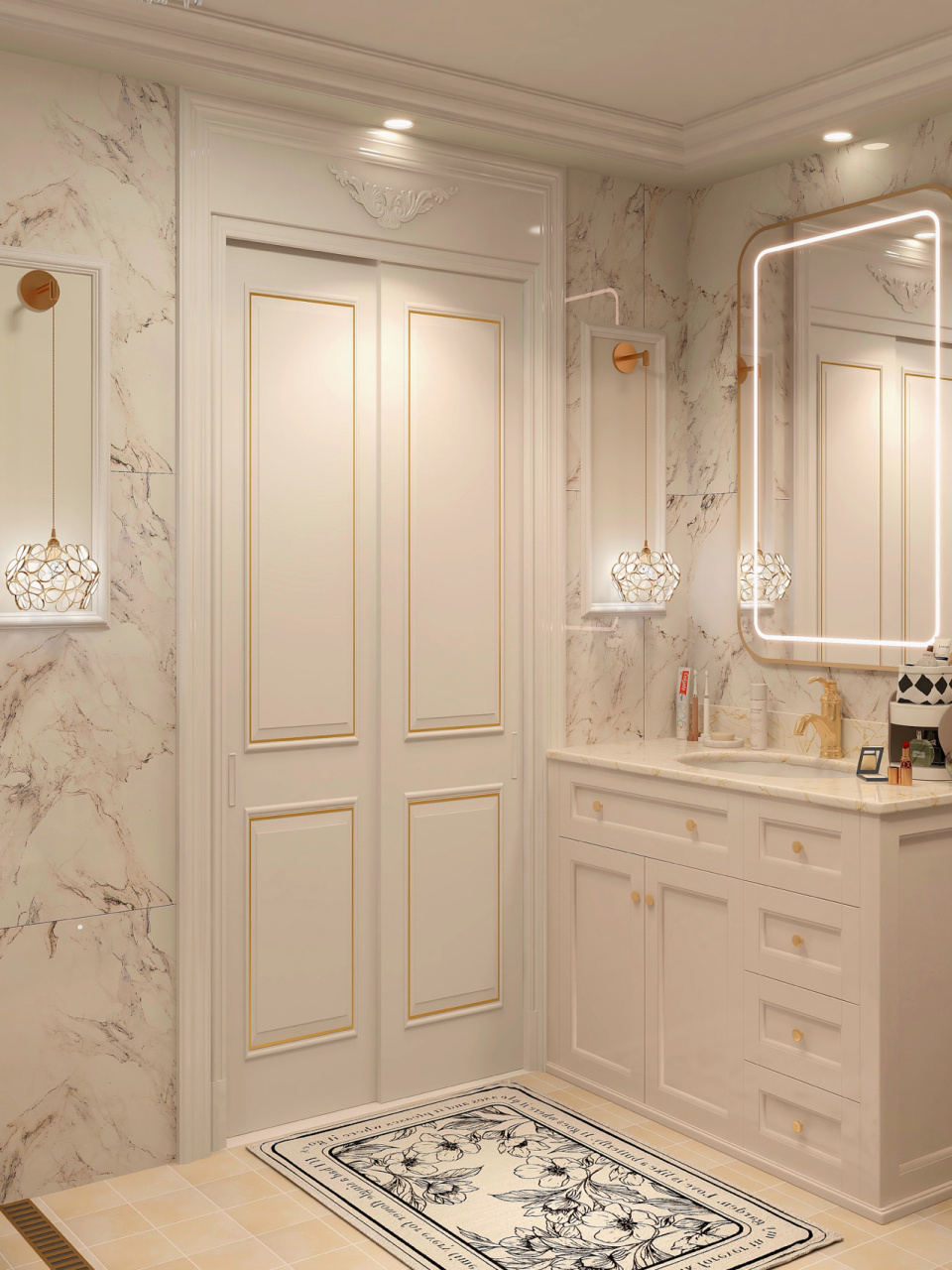 浴室设计78法式轻奢风97我的理想浴室93 78这间浴室以大理石