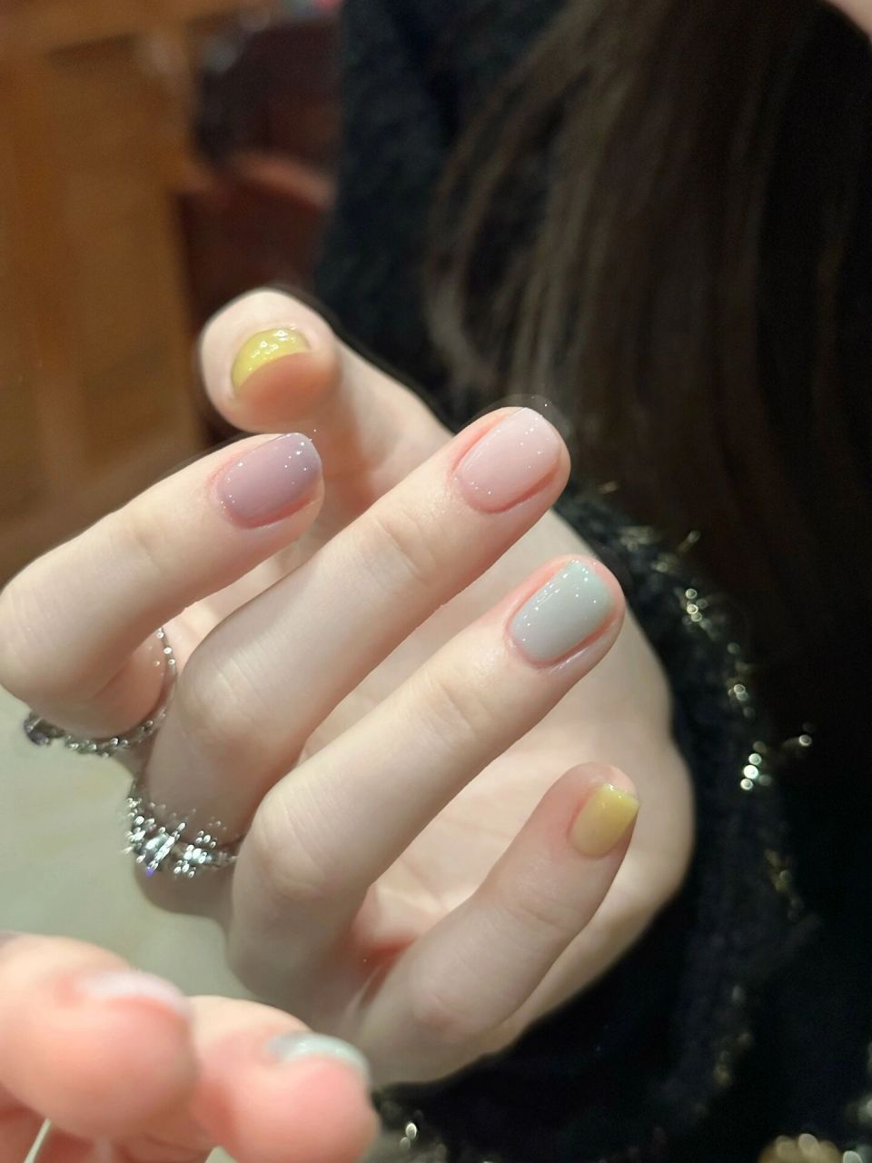 马卡龙奶冻96夏日小清新低饱和度美甲 ins风果冻跳色美甲好适合夏天