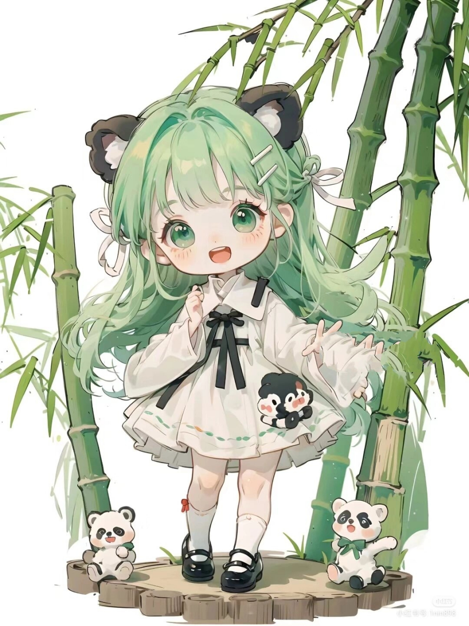 竹子和小女孩头像. 竹子