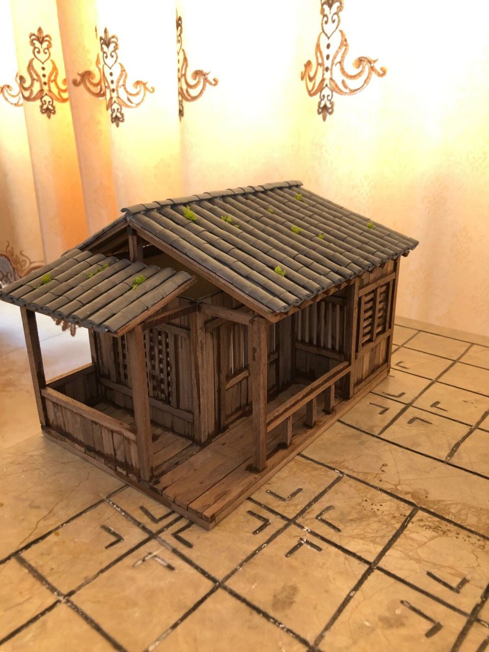 手工制作江南水乡古风瓦片小屋手工模型 人人尽说江南好 ,游人只合