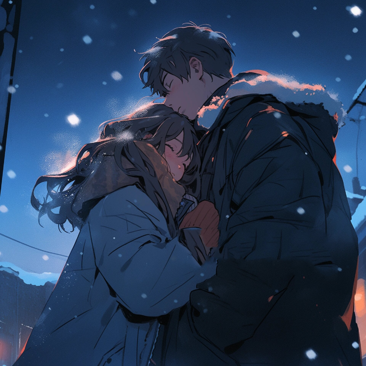 情侣头像‖再见面时我们拥抱吧在冬天在下雪