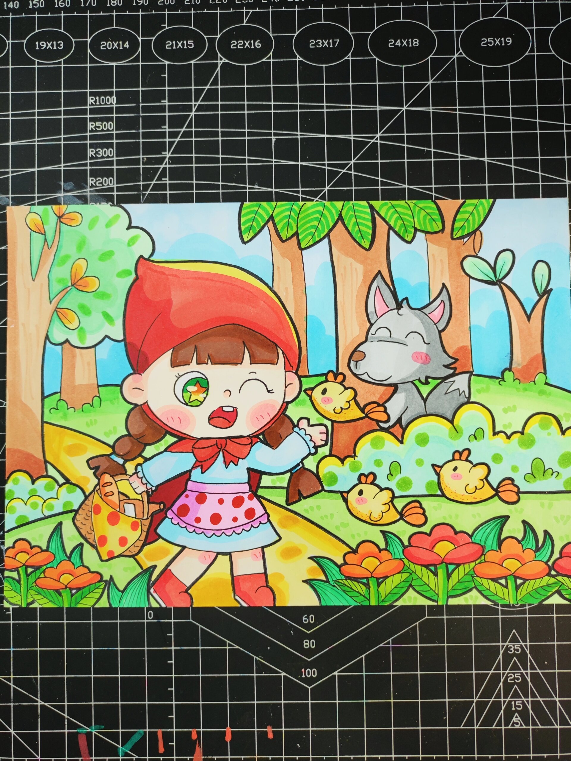 马克笔儿童画—《小红帽》