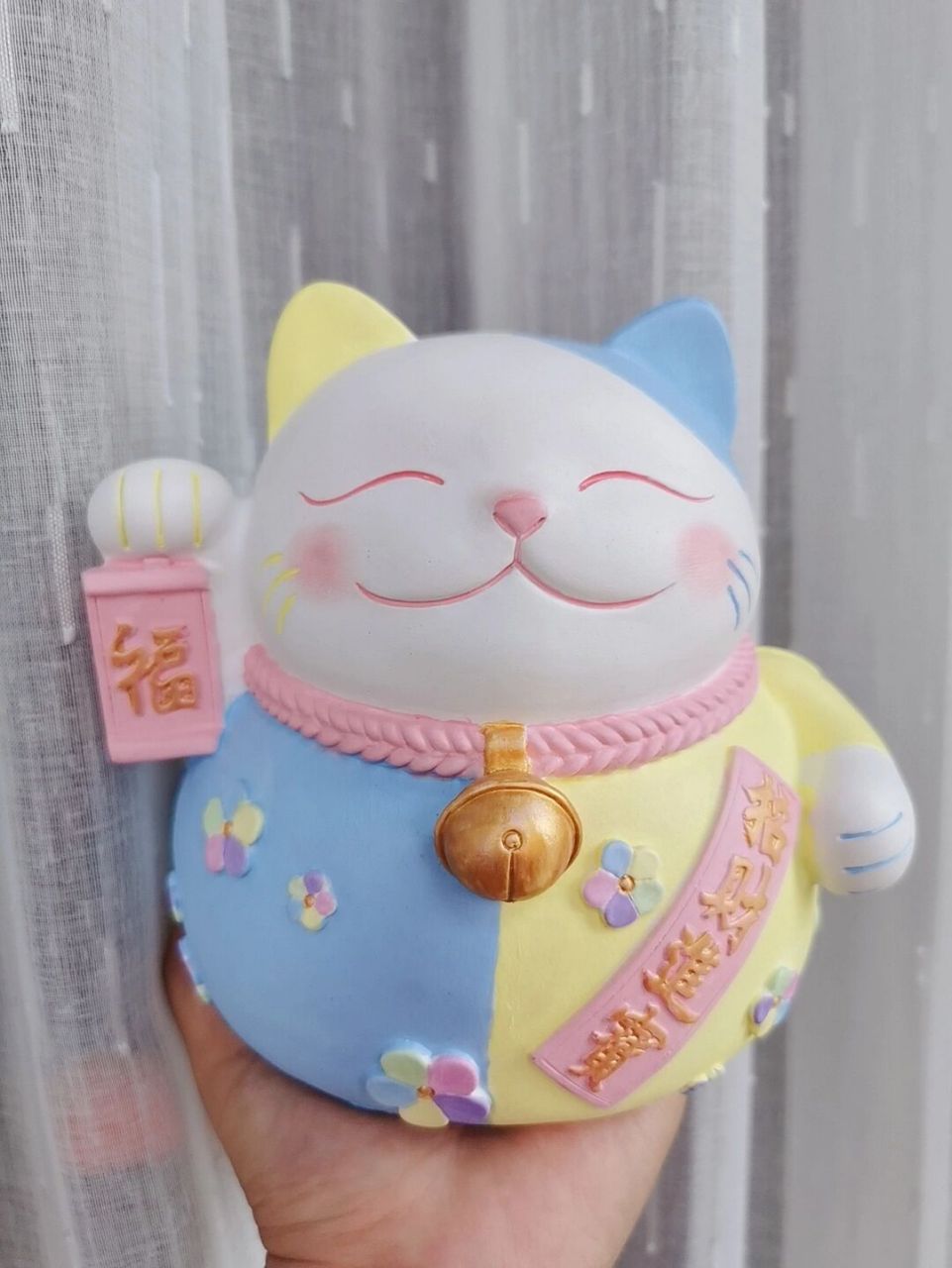 招财猫石膏娃娃涂色 抄了一个小姐姐涂的马卡龙色系招财猫,绝绝子