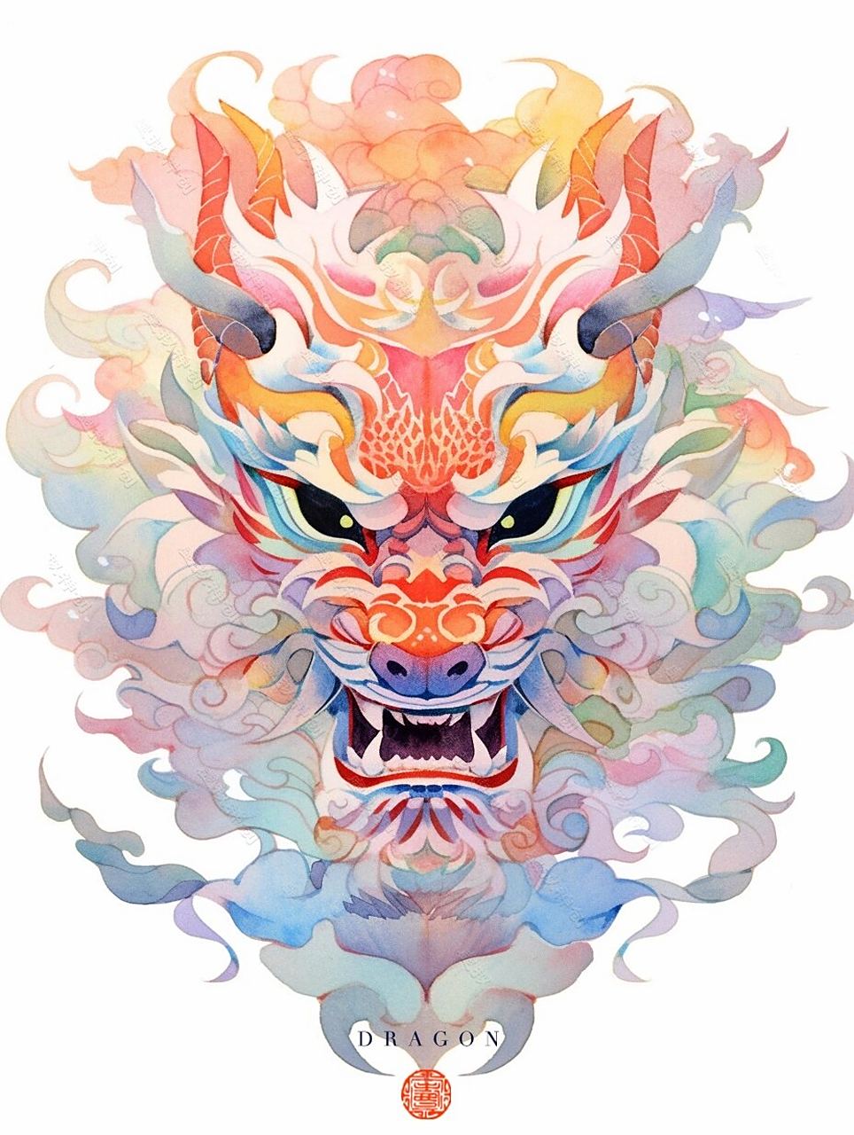 国潮|中国龙/龙头/龙首素材插画