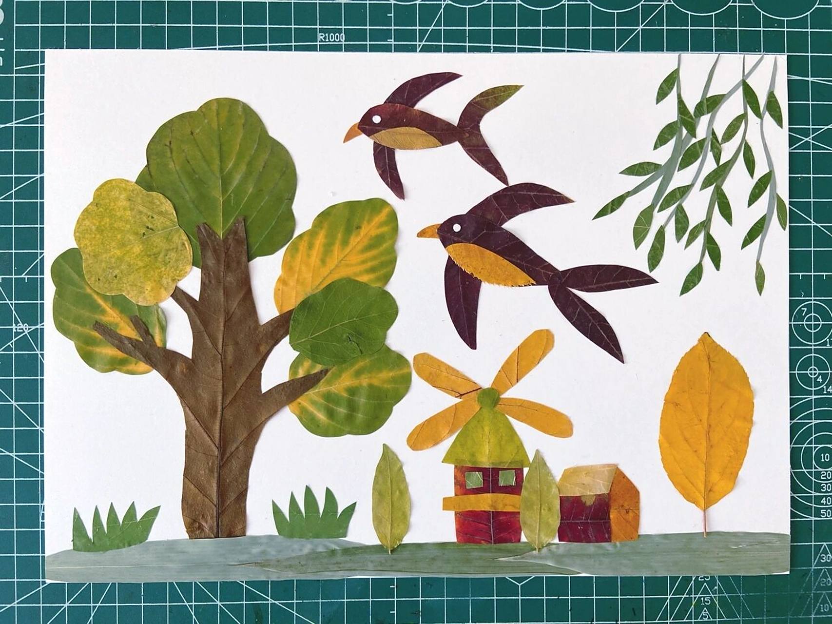 树叶画～春天来了