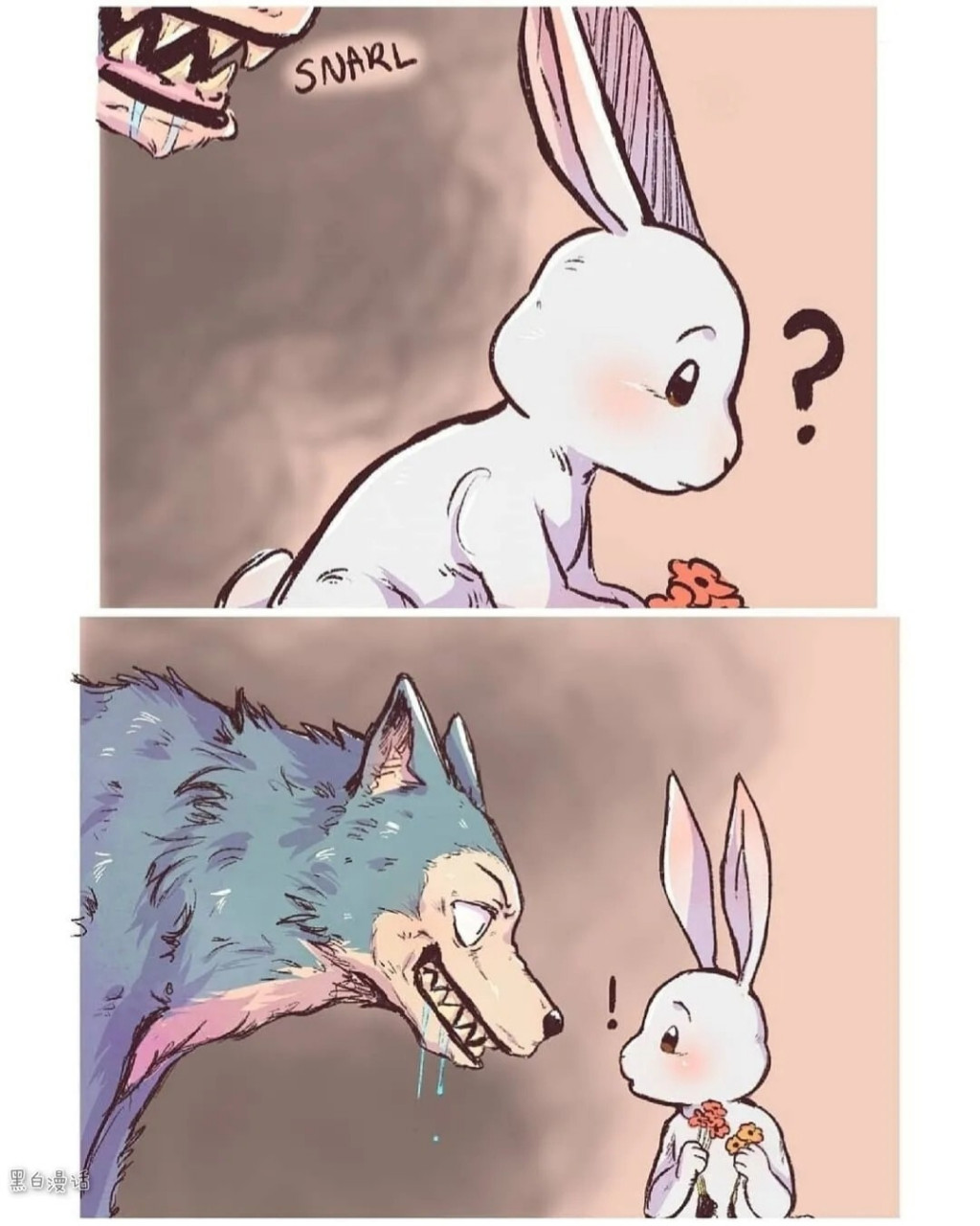 大灰狼和小白兔 好有爱的治愈小漫画.