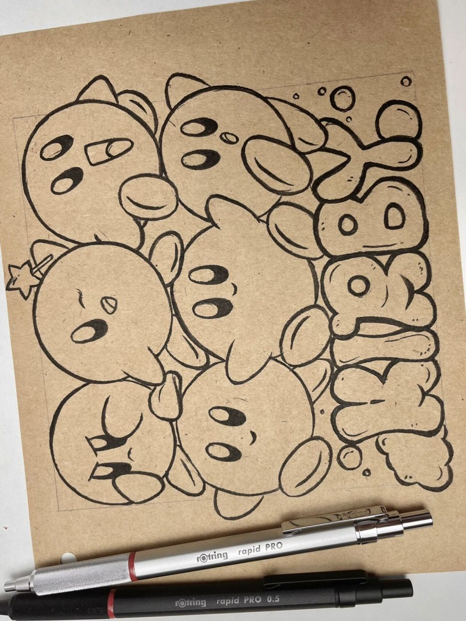 星之卡比手绘简笔画来啦～ 粉嘟嘟的圆鼓鼓的星之卡比, 也安排上啦.