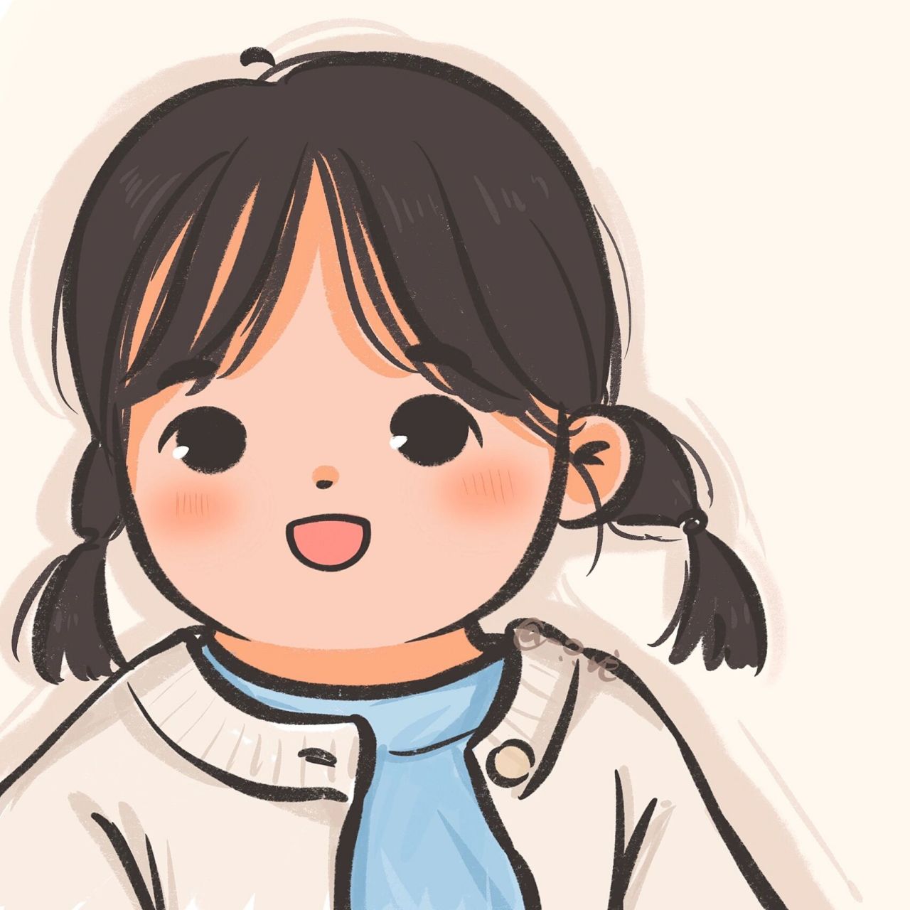 两只小可爱|插画情头手绘可爱萌娃头像 萌娃情头来啦 情头可做个人