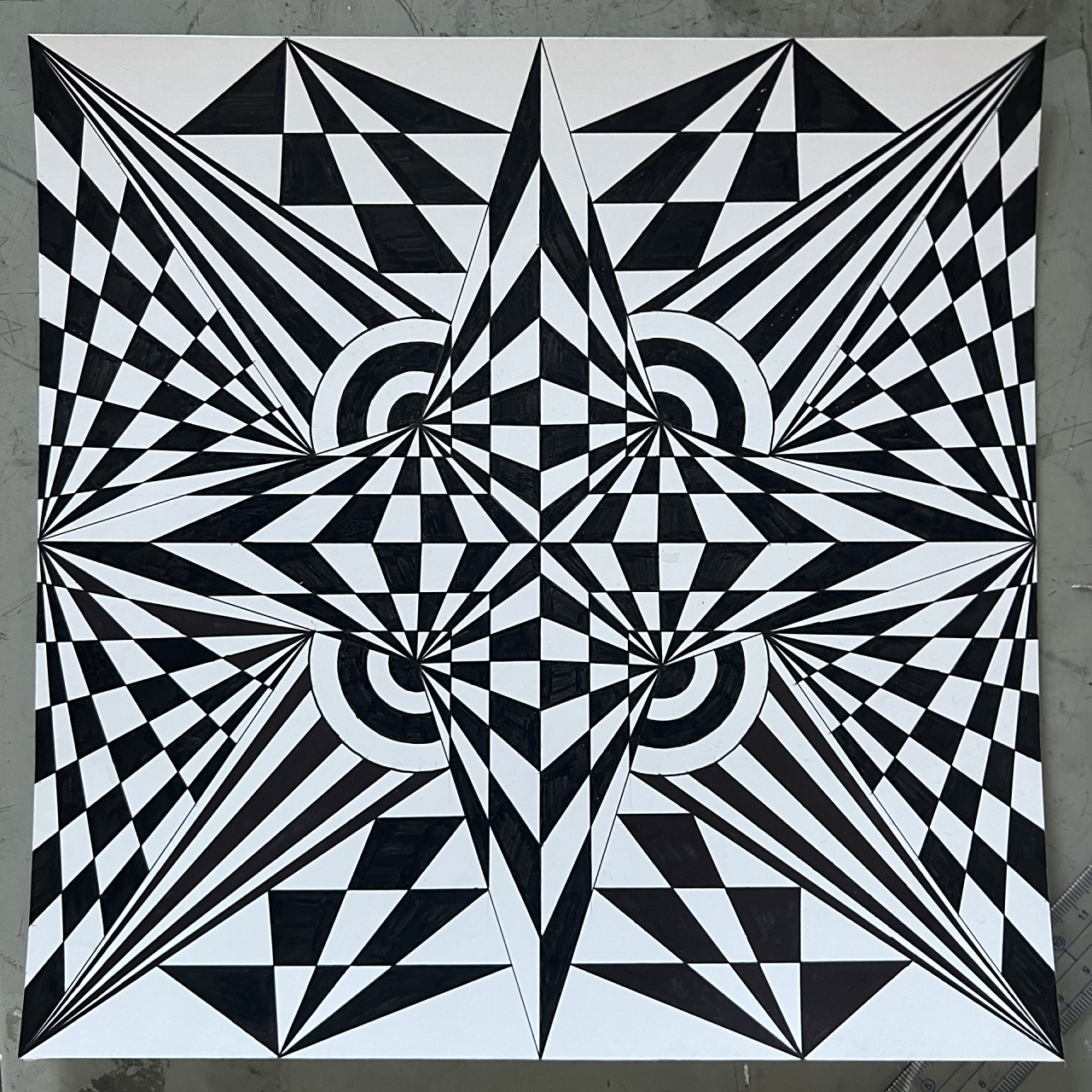 96平面构成(四)|发射构成 平面构成作业