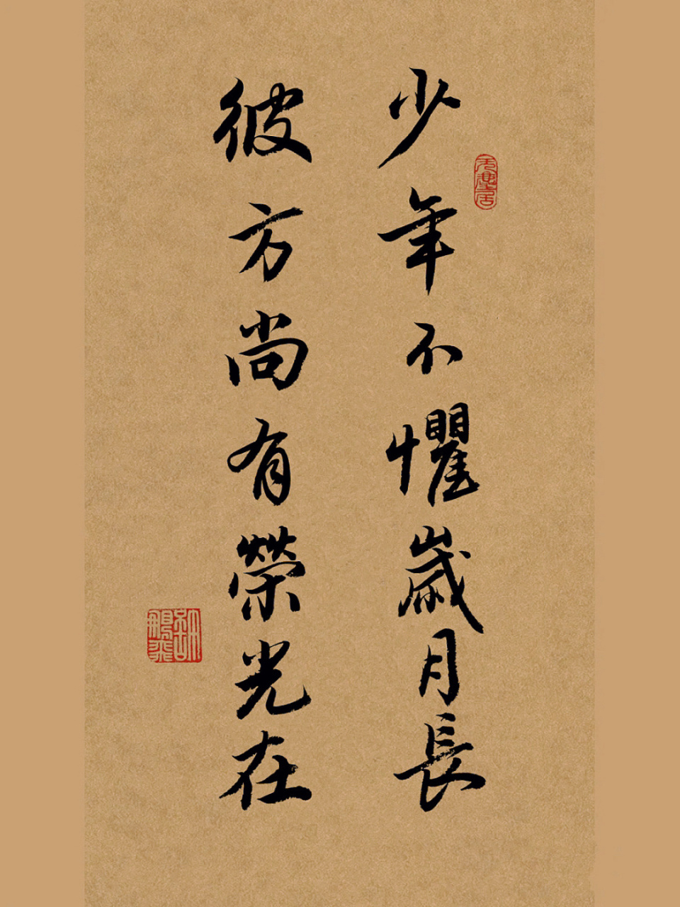 毛笔书法作品分享|练字打卡|手写行书|文案 "少年不