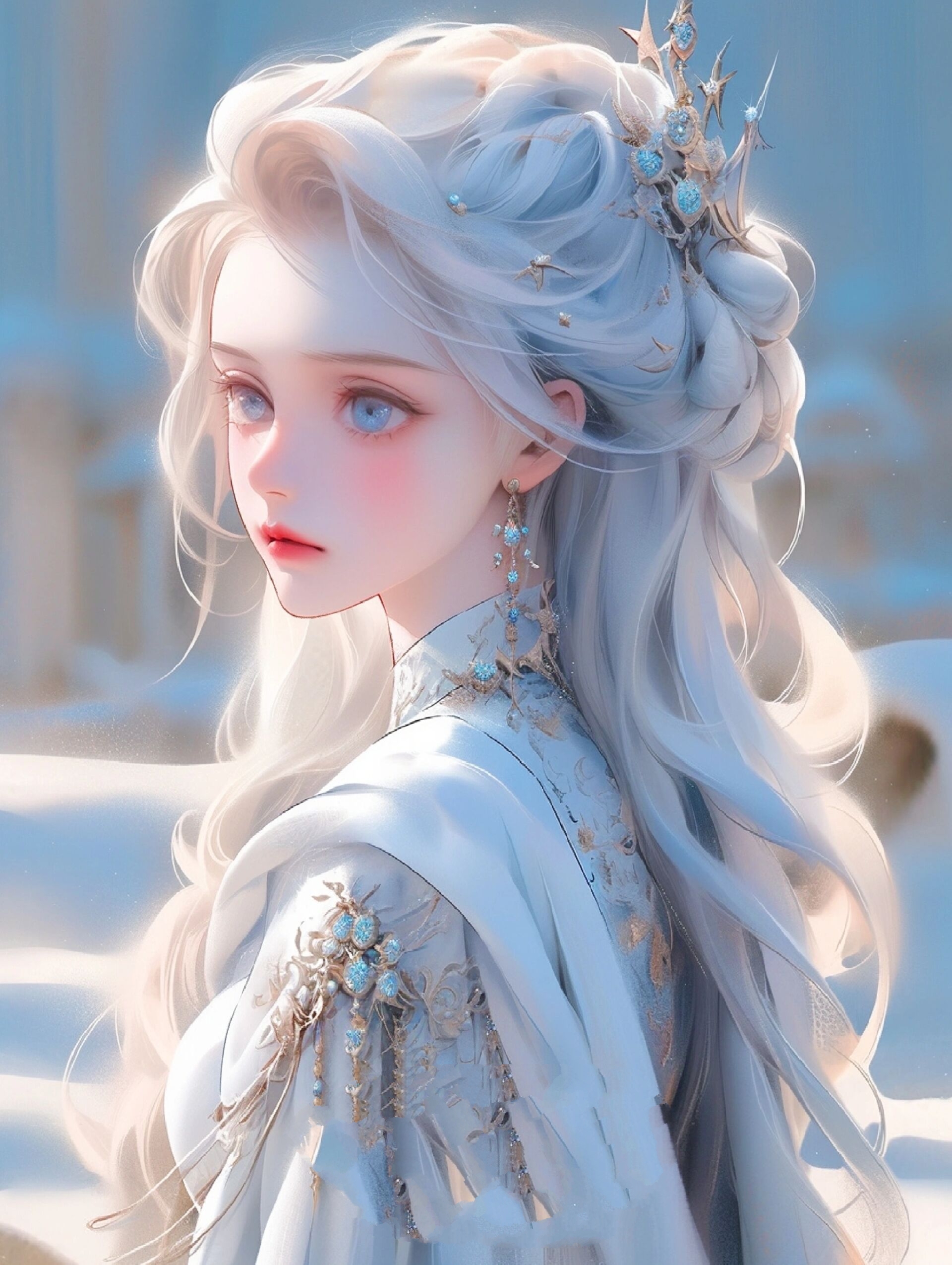 白色童话丨蓝眸美人 壁纸头像分享 个人最近好爱白毛