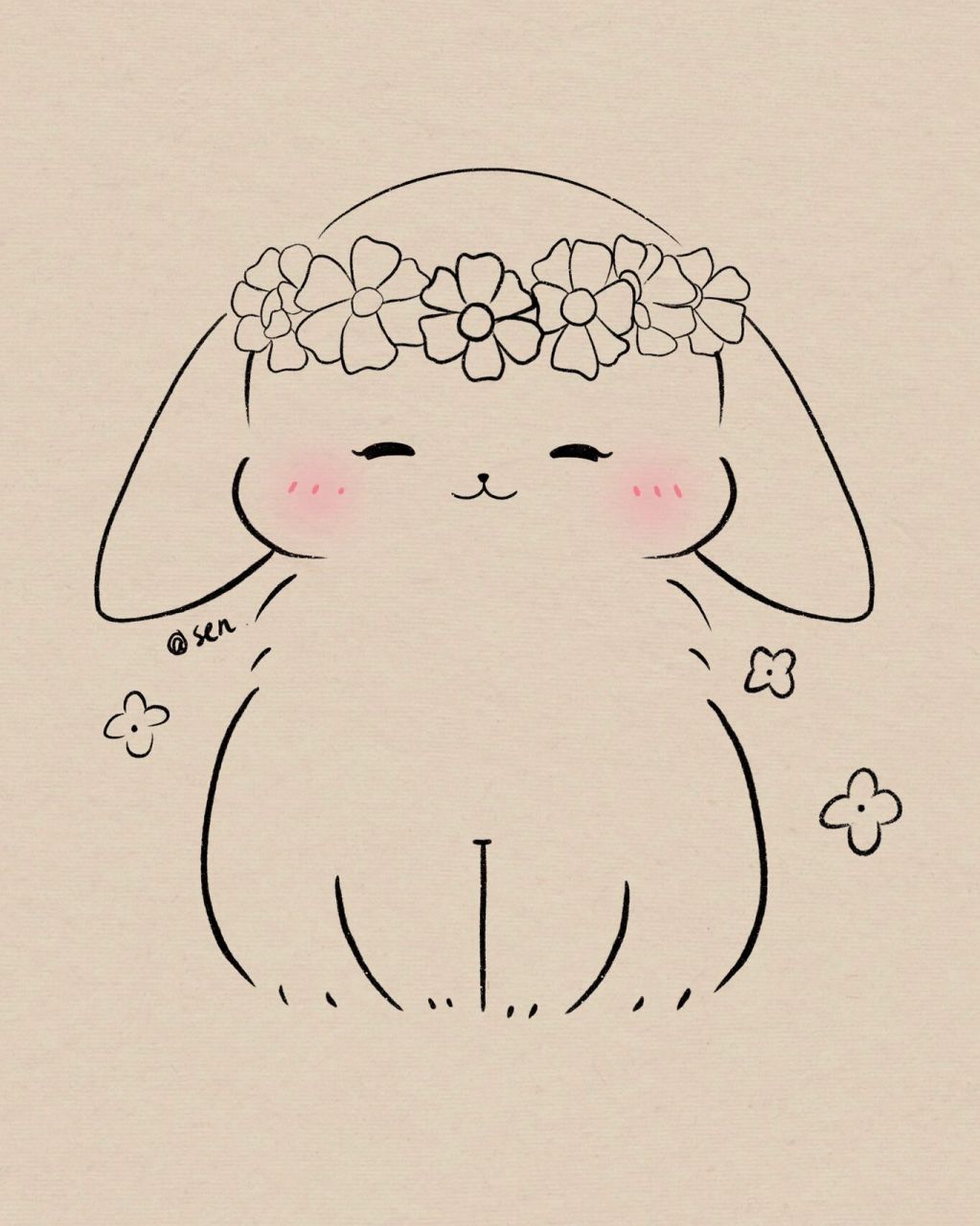 可爱兔兔简笔画|附过程 画起来!家人们 临摹:草没味er