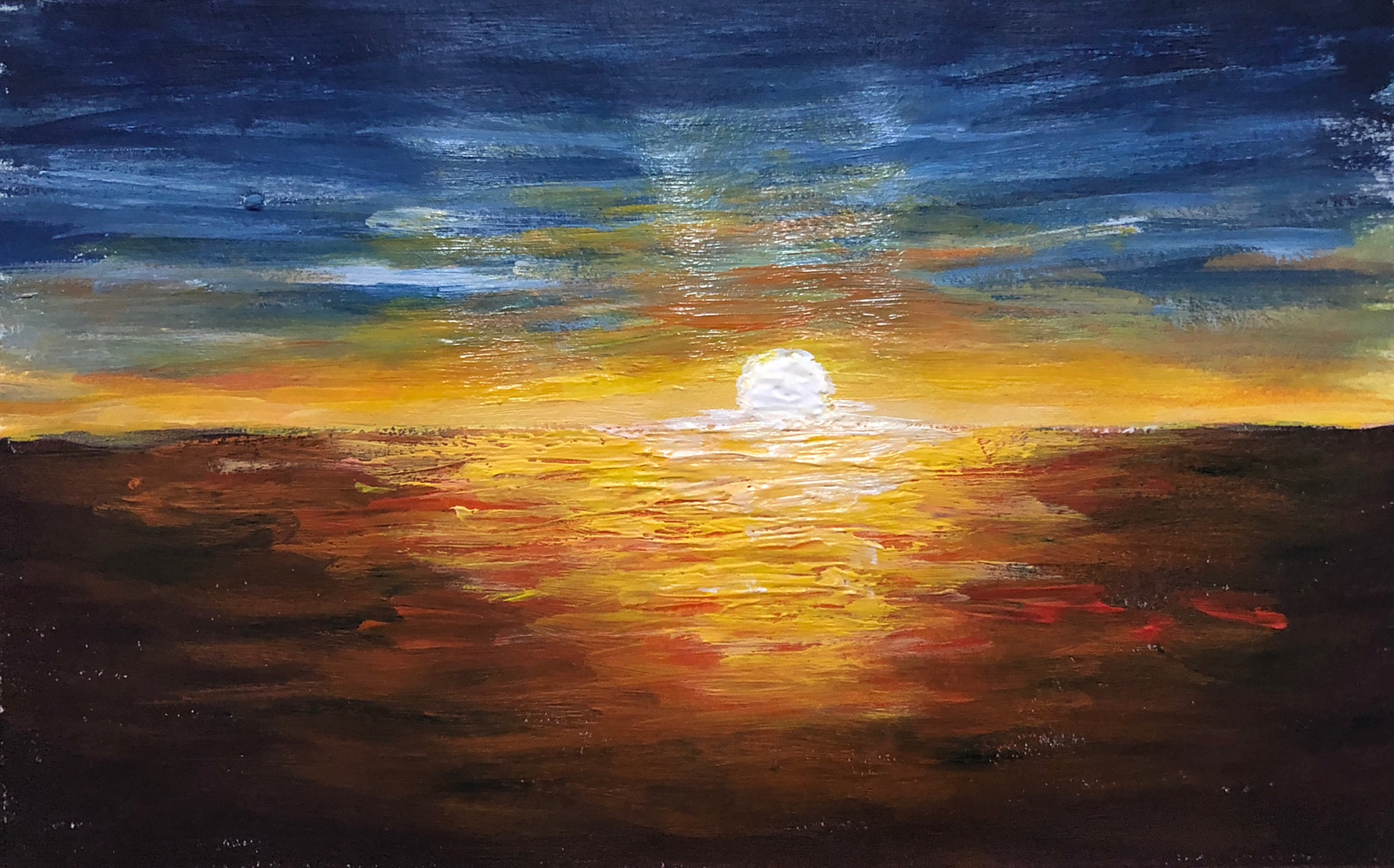 水粉画||落日余晖 基础入门步骤图 但得夕阳无限好,何须惆怅近黄昏.