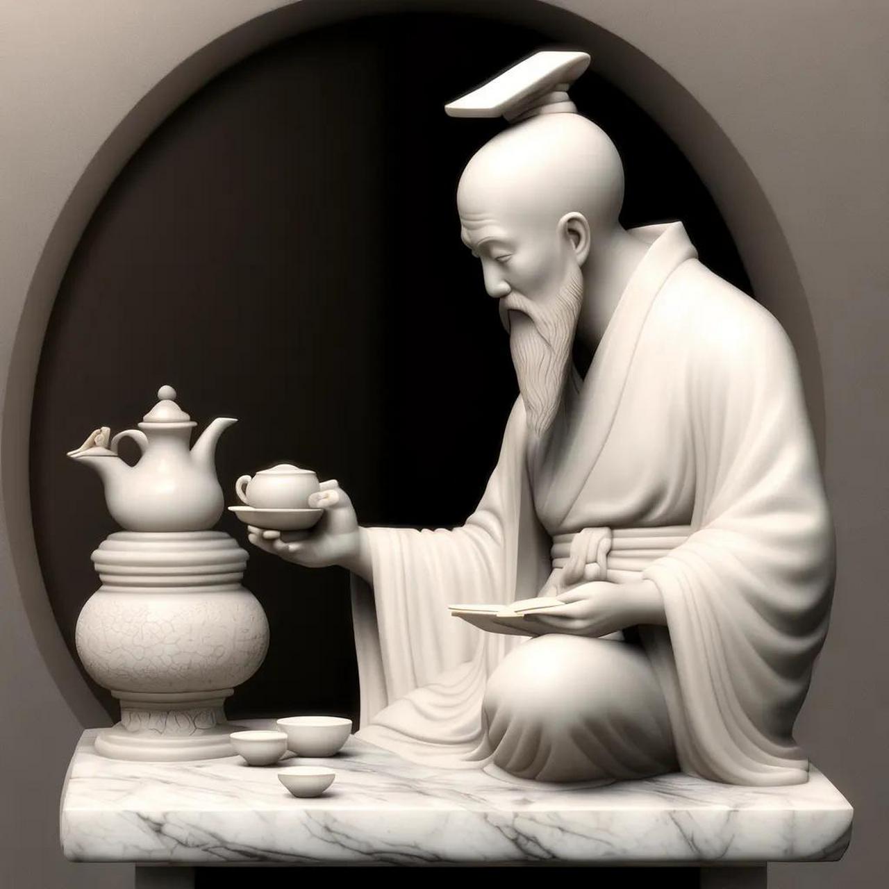 雕塑家赵玉昌用雕塑讲茶圣陆羽的小故事 陆羽是中国古代的一位茶圣,他
