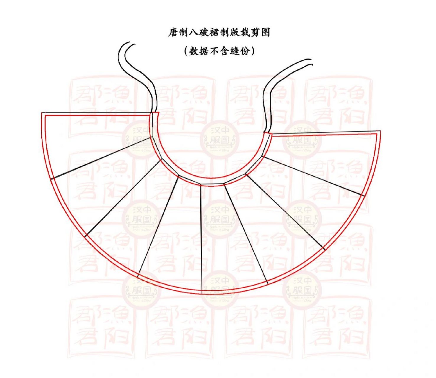 汉服之唐制八破裙裁剪制版图 唐制八破裙裁剪制版图.