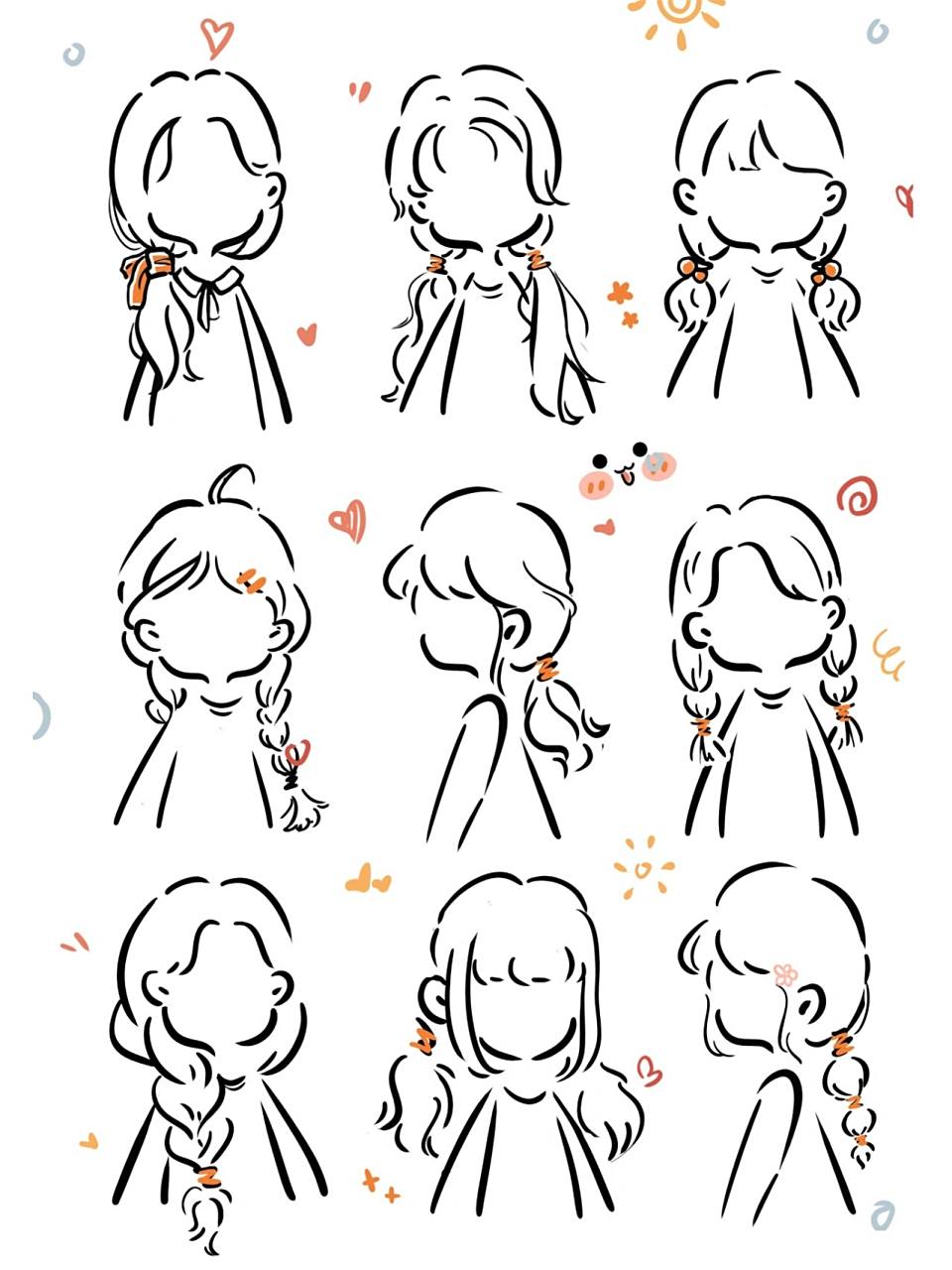 原创【简笔画——低马尾合集】 7315分享一波低马尾合集～ 临摹