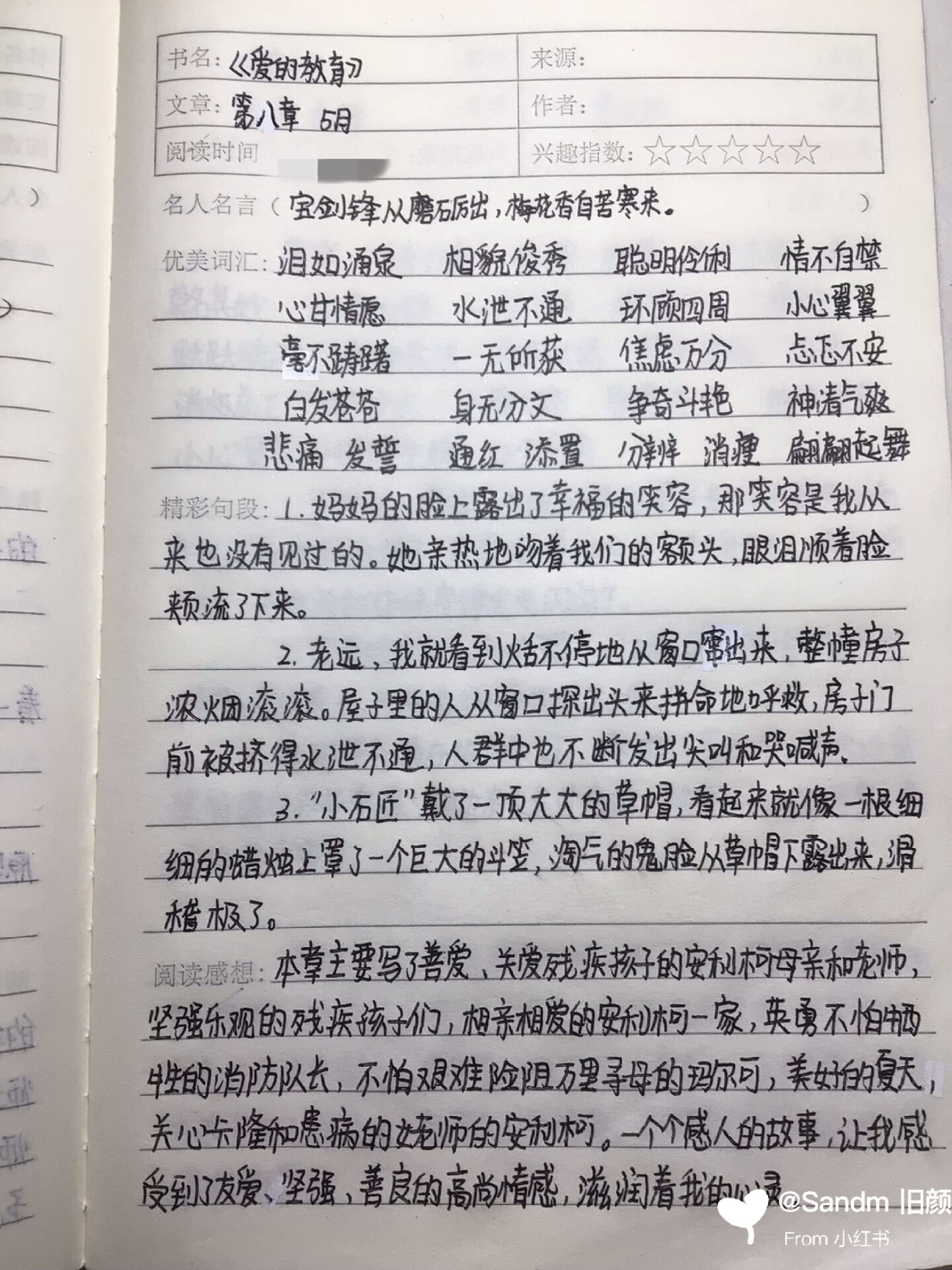 爱的教育精彩片段摘抄图片