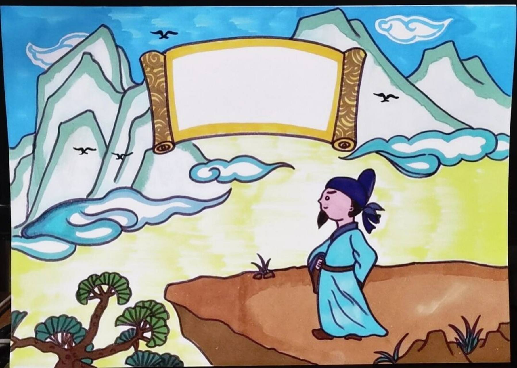 诗配画/古装简笔画/人物/超简单 简单诗配画低年级自己独立完成