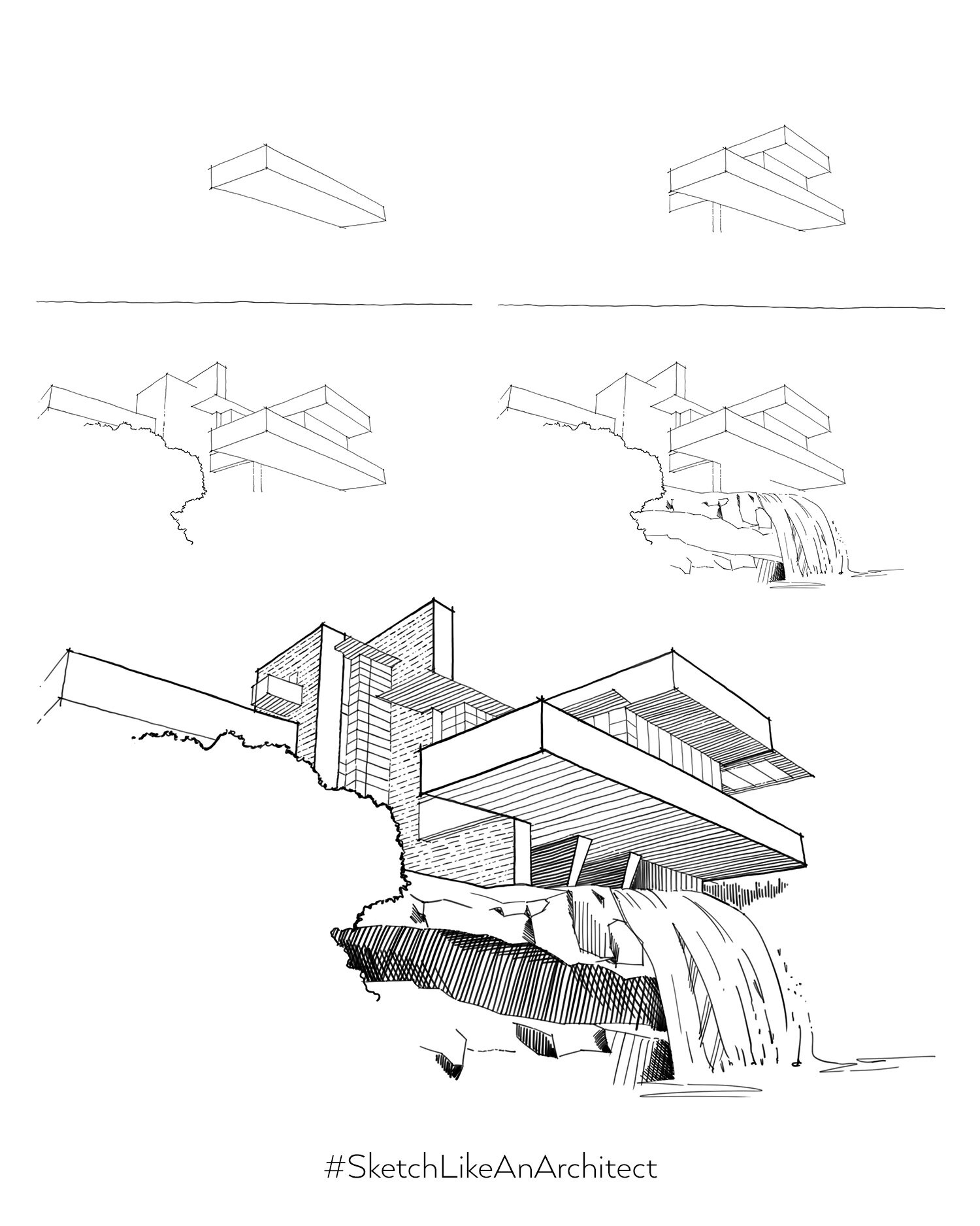 画别墅简笔画 步骤图片