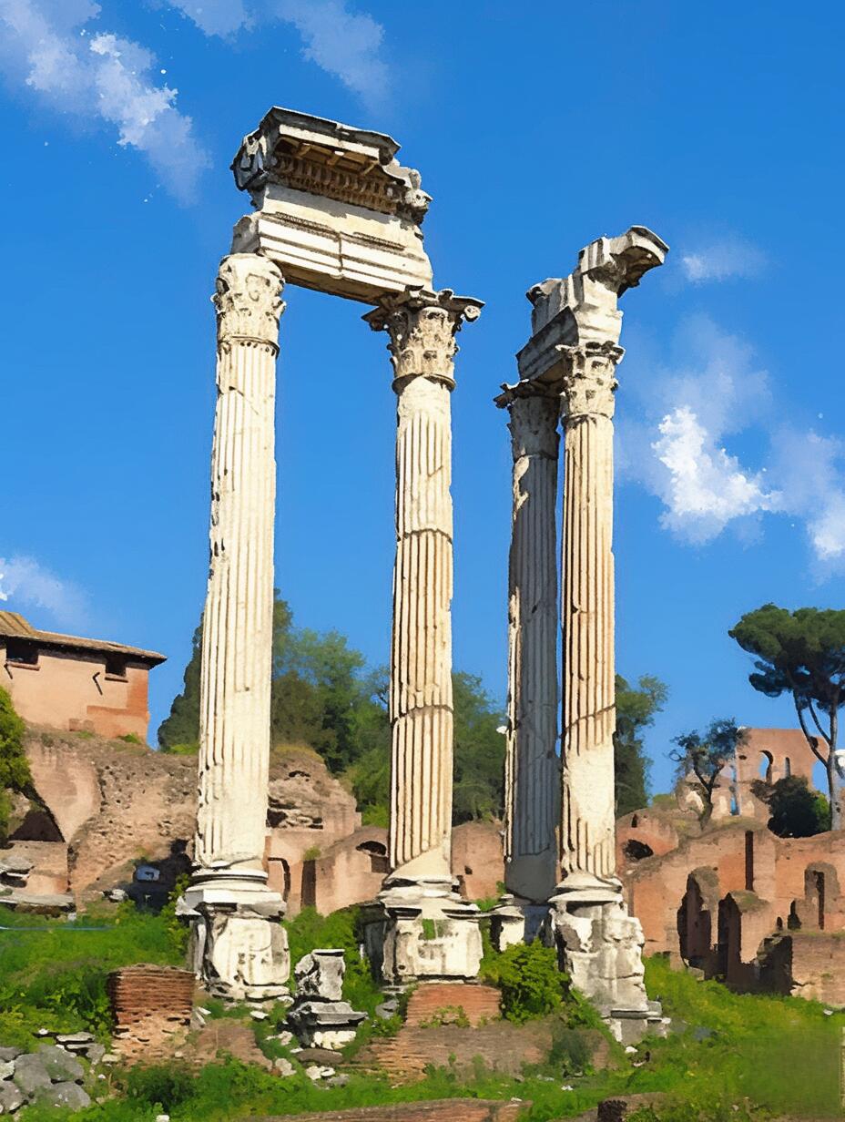 ai 古罗马广场废墟残存的科林斯石柱