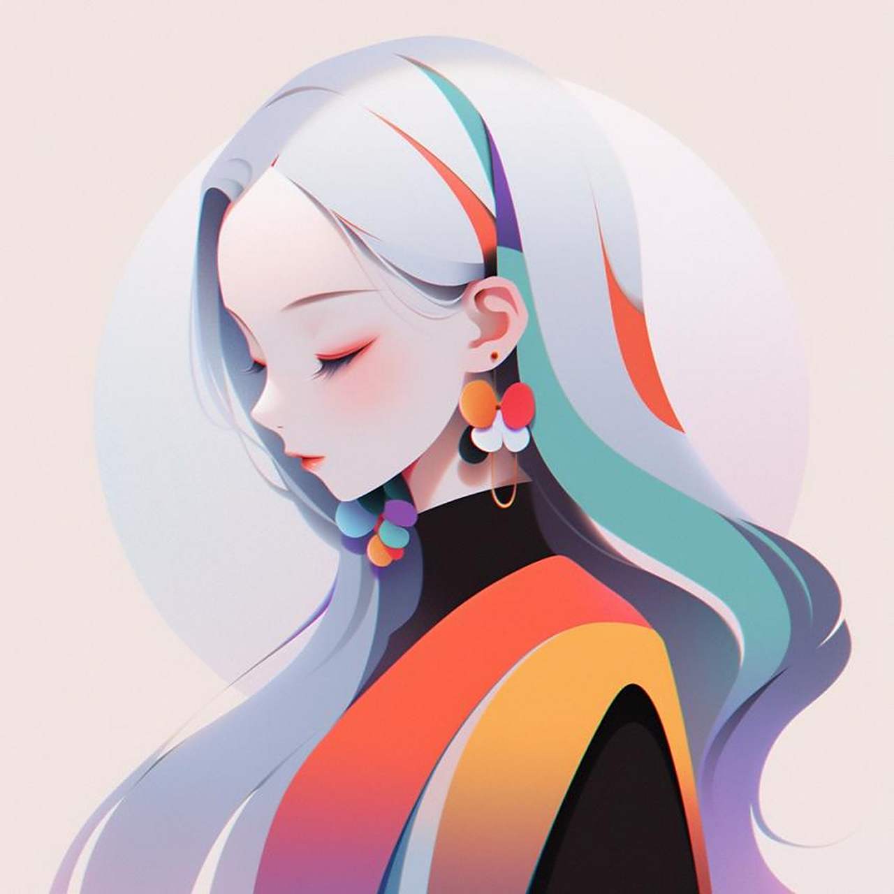 国风美女头像 ai绘画高清图片头像女生头像美女