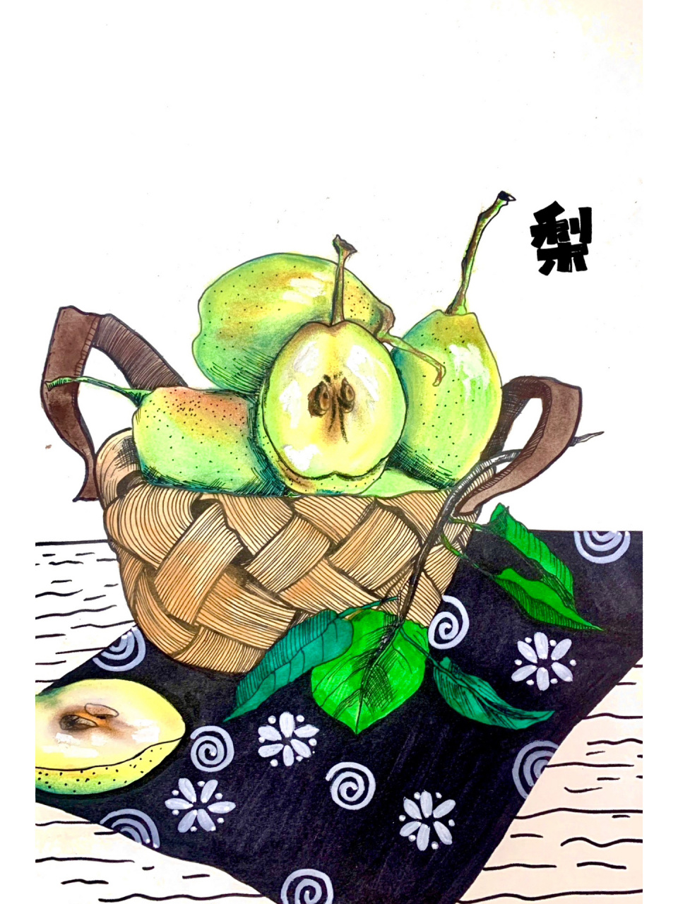 8——9岁美术课线描《梨子》 可以选择不同角度的梨子图片进行写生哦.