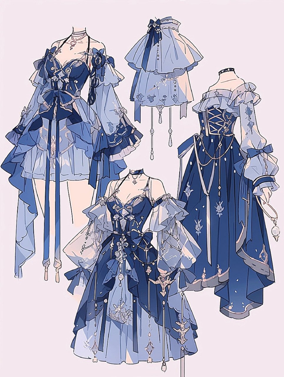 蓝色小裙子!服装设计图