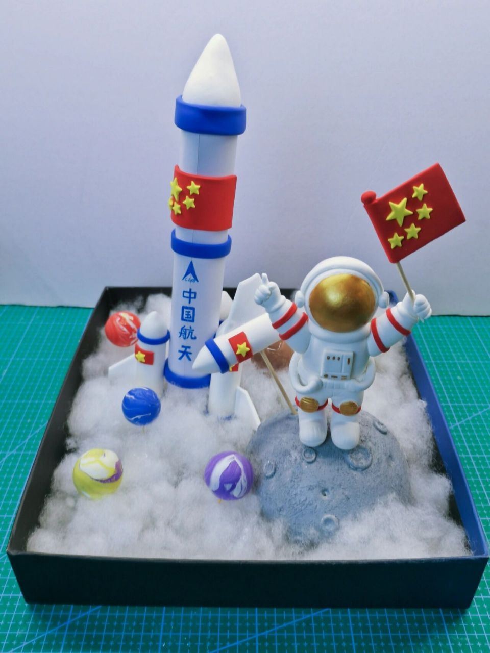 亲子手工|太空主题|月球|宇航员 小朋友学校布置的作业太空主题.