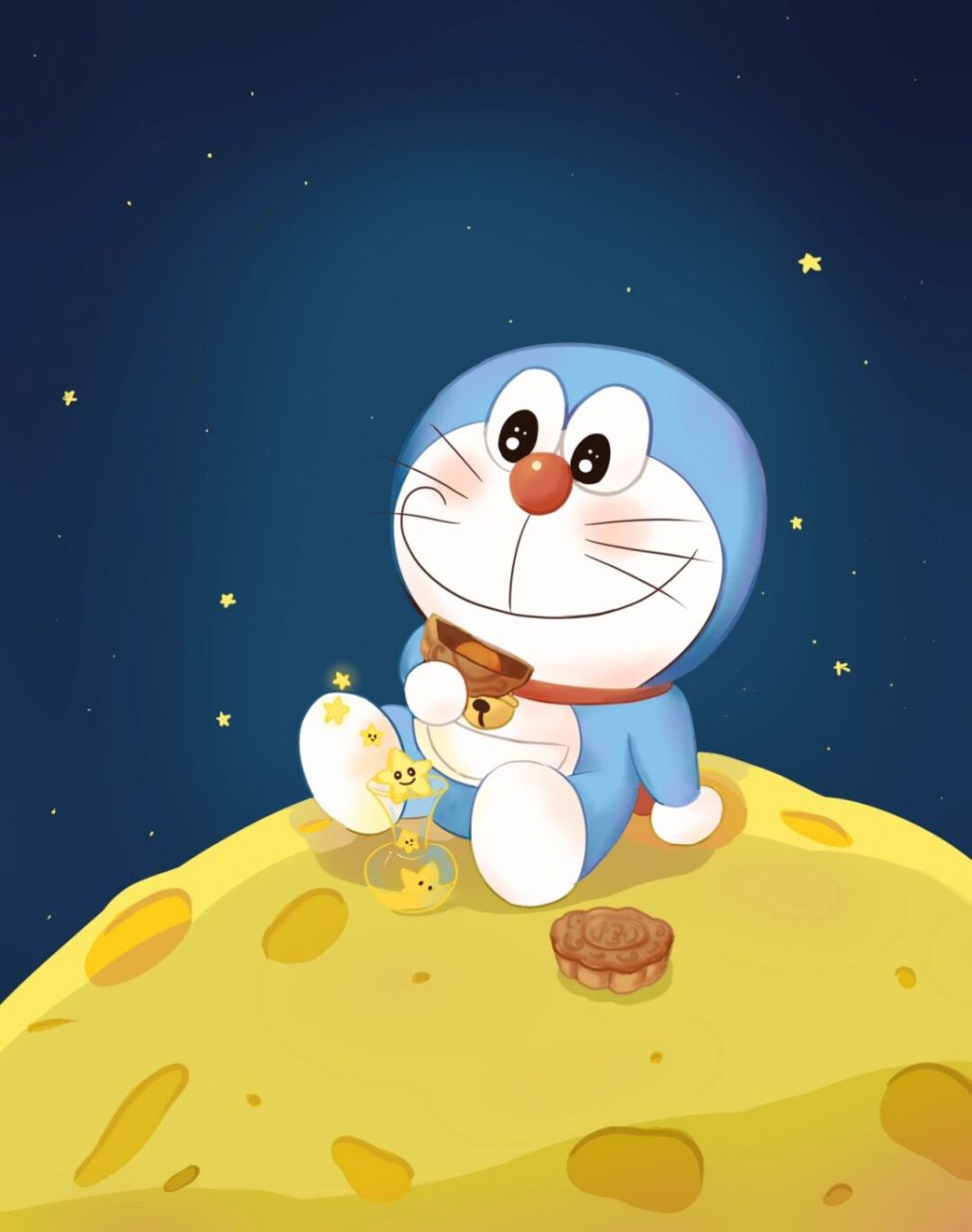 哆啦a梦可爱壁纸头像,哆啦a梦在月球 绘图:哆啦的博物馆7015谢诗