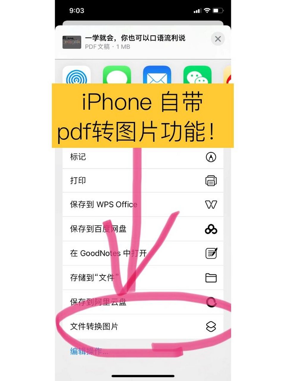 苹果手机自带pdf转图片功能! 不得不说,iphone手机真的很强大!
